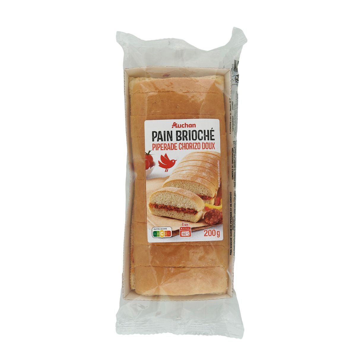AUCHAN Pain brioché à la piperade de chorizo doux 200g