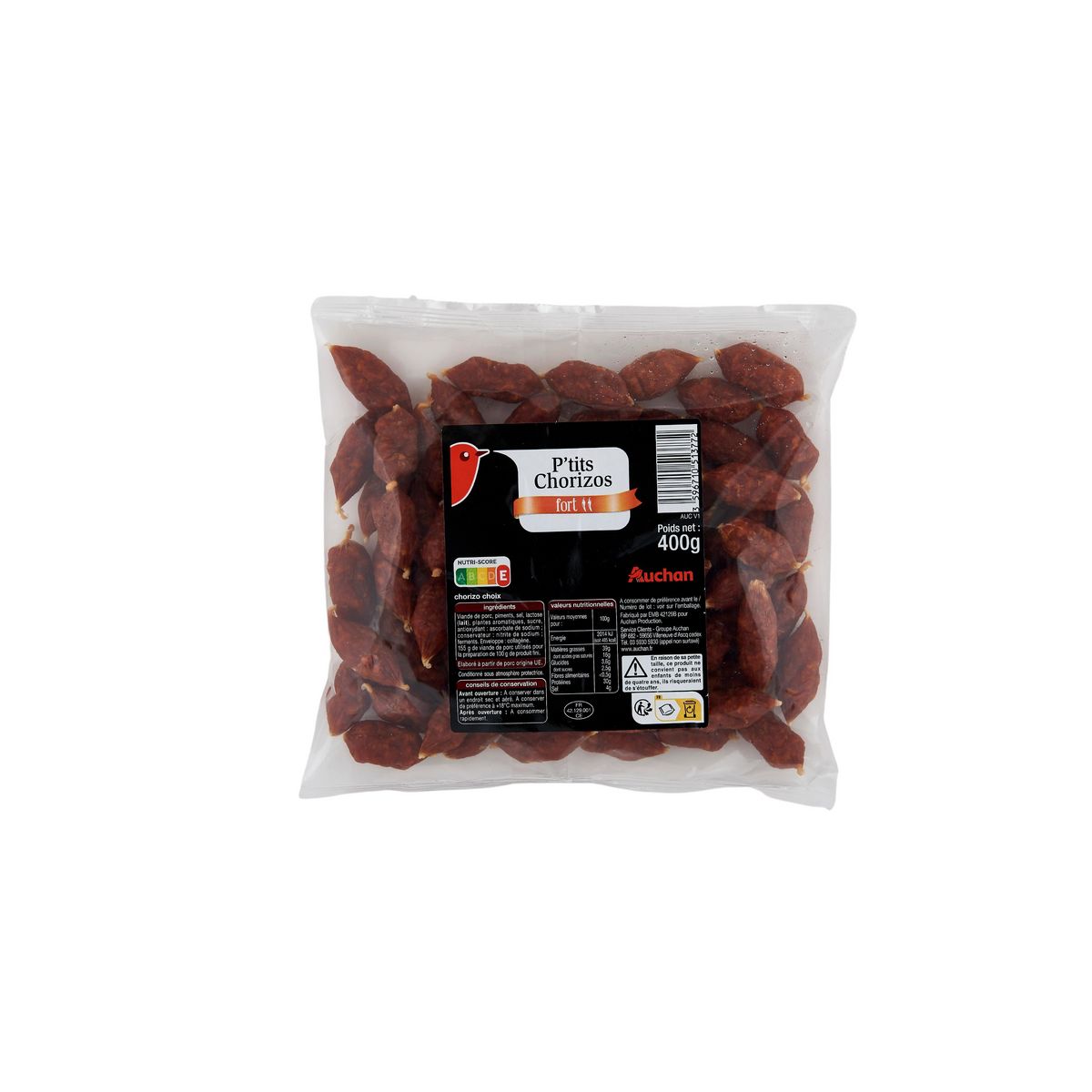 AUCHAN P'tits chorizos fort 400g