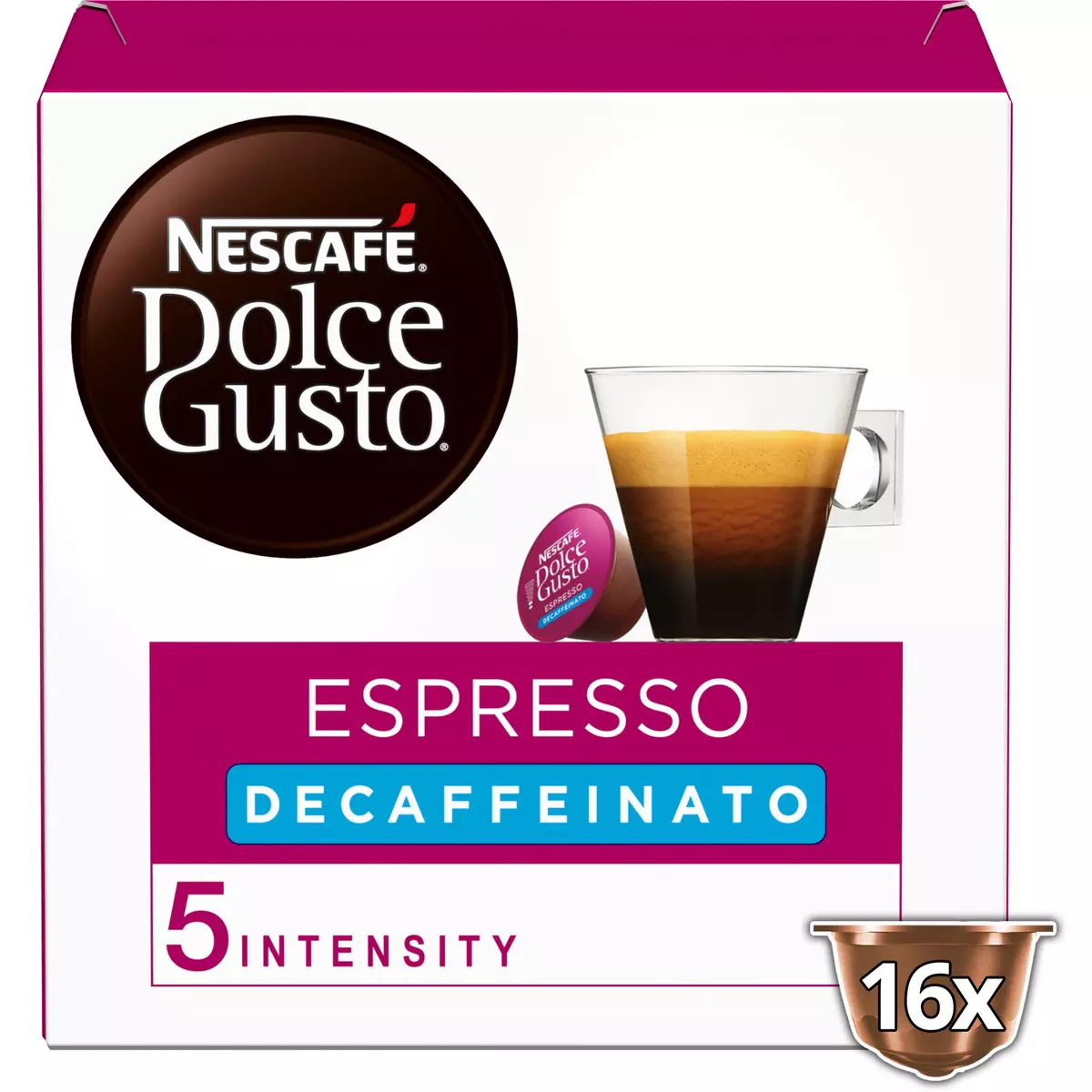 NESCAFE Dolce Gusto Espresso décaféiné intensité 5 16 capsules 88g