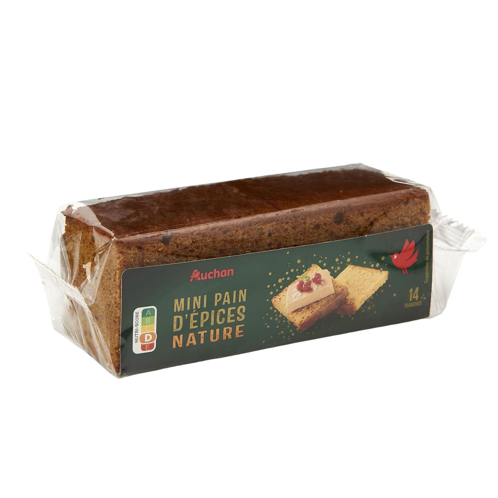 Voir la diapositive 2 : AUCHAN Mini pain d'épices nature 14 tranches 150g