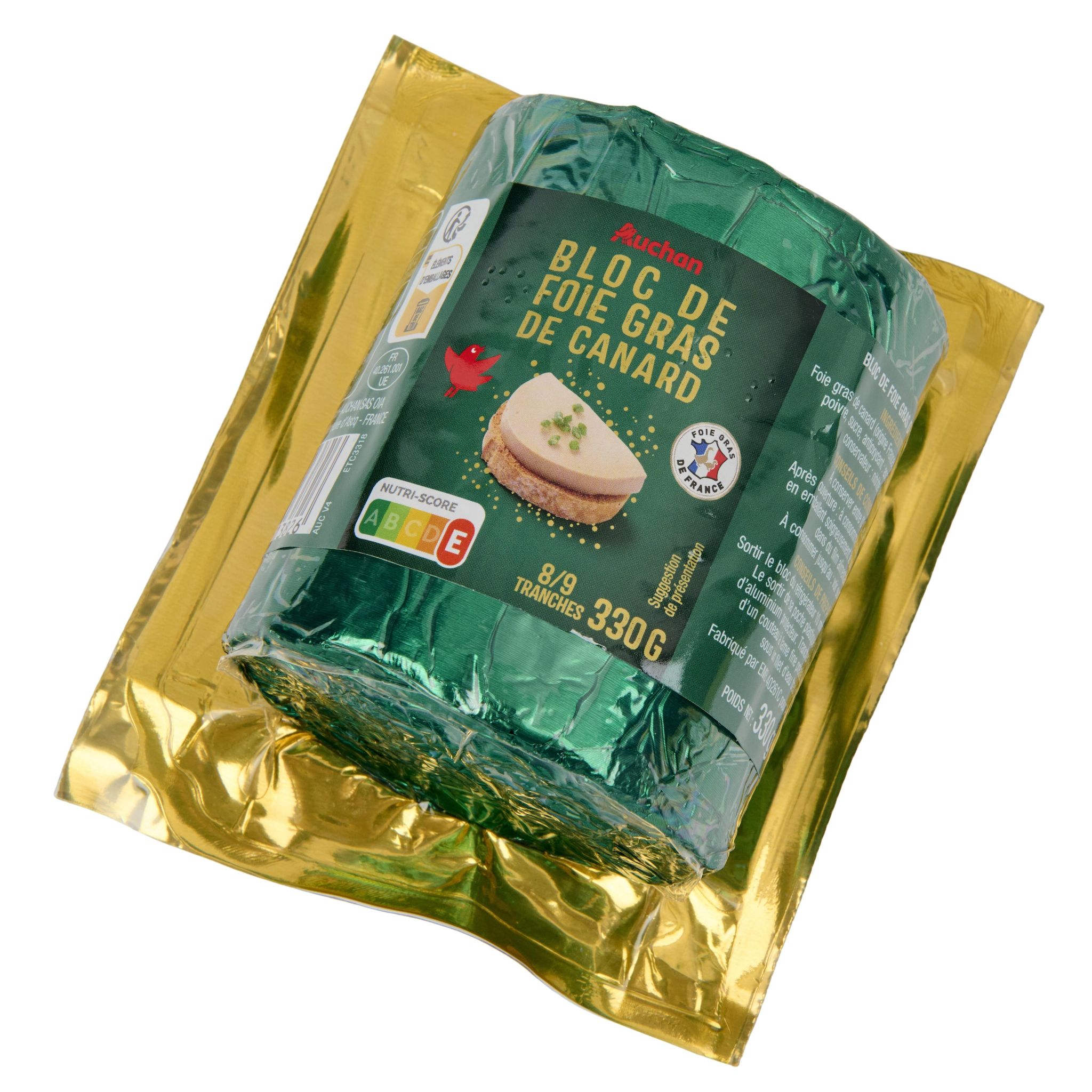 Voir la diapositive 3 : AUCHAN Bloc de foie gras de canard 8 parts 330g