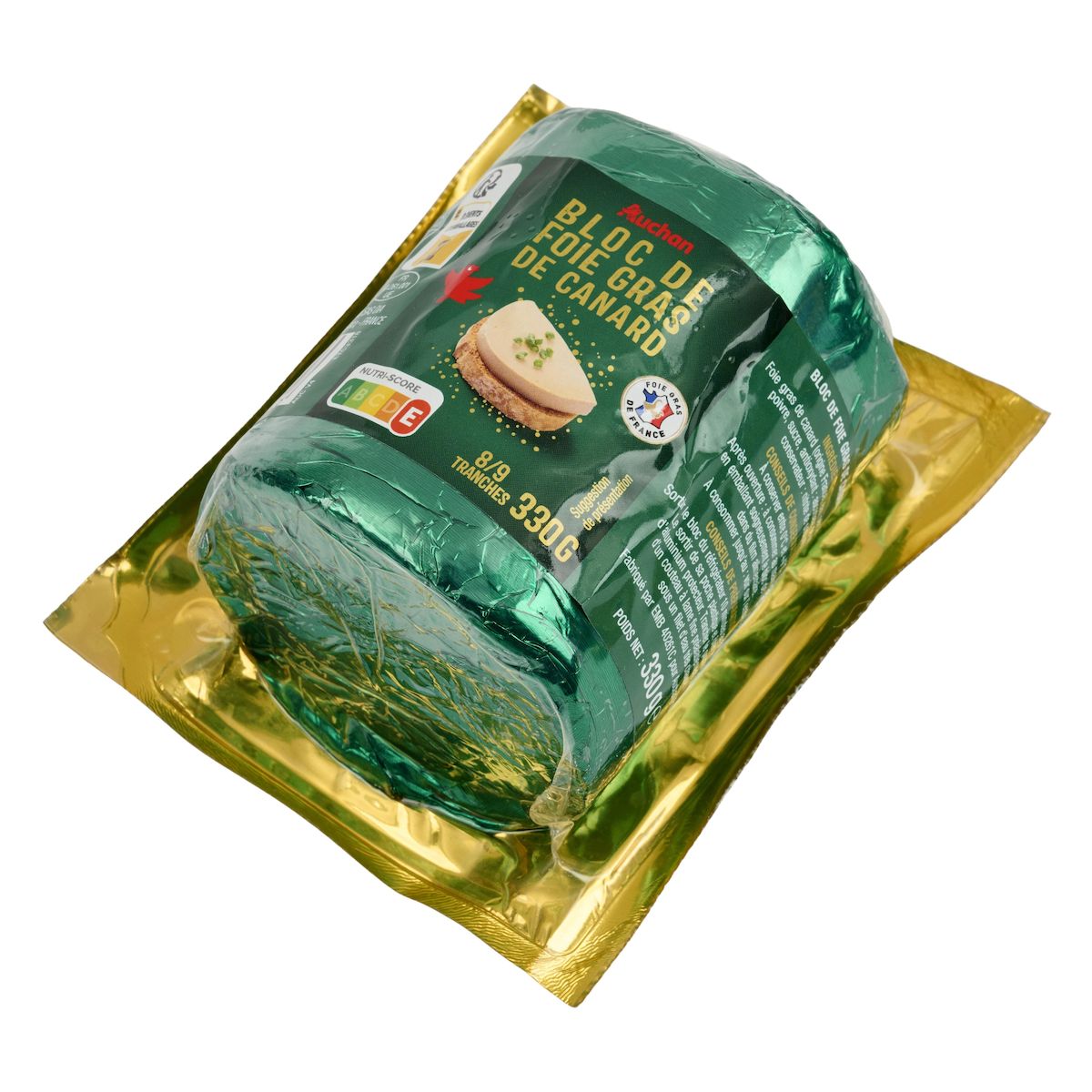 AUCHAN Bloc de foie gras de canard 8 parts 330g