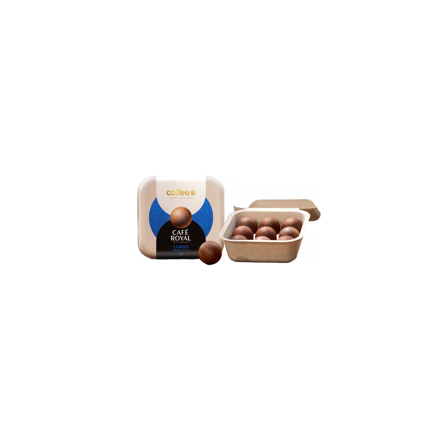 Voir la diapositive 2 : CAFE ROYAL Boules de café lungo intensité 5 compatibles CoffeeB 9 boules 51g