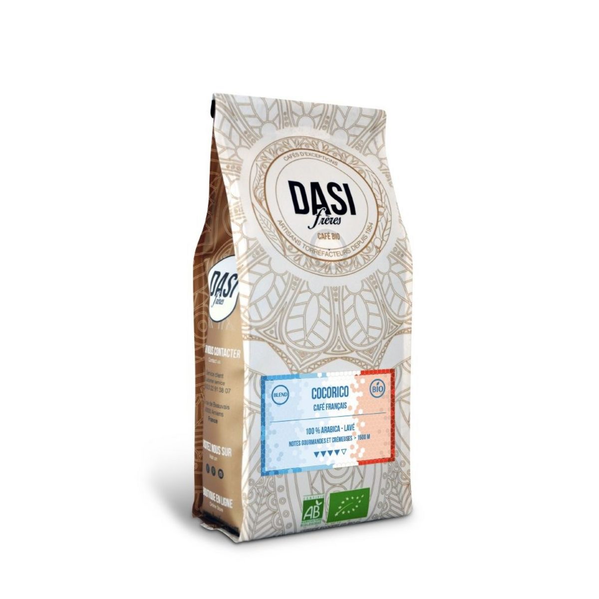 DASI FRERES Café en grain bio Cocorico 100% arabica 250g