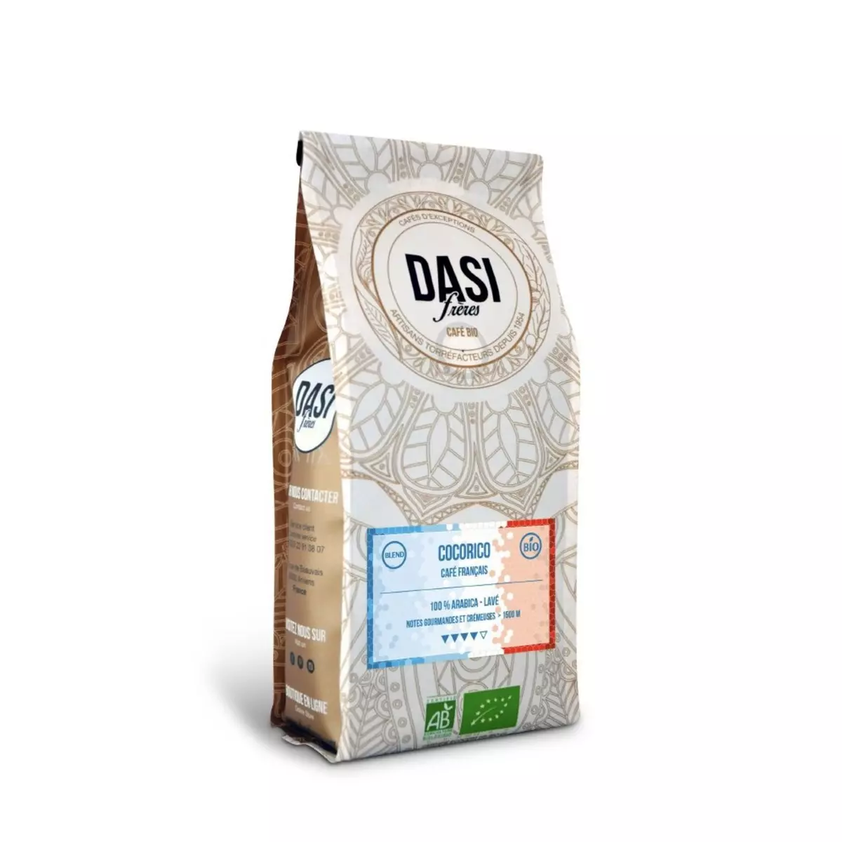 DASI FRERES Café en grain bio Cocorico 100% arabica 250g