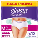 ALWAYS Discreet Culottes pour fuites urinaires normal Taille M 36-44 12 culottes