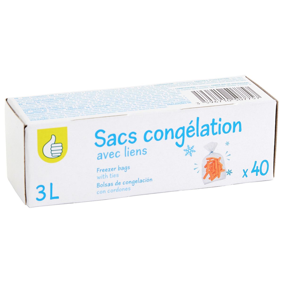POUCE Sacs de congélation avec liens 3L 40 sacs