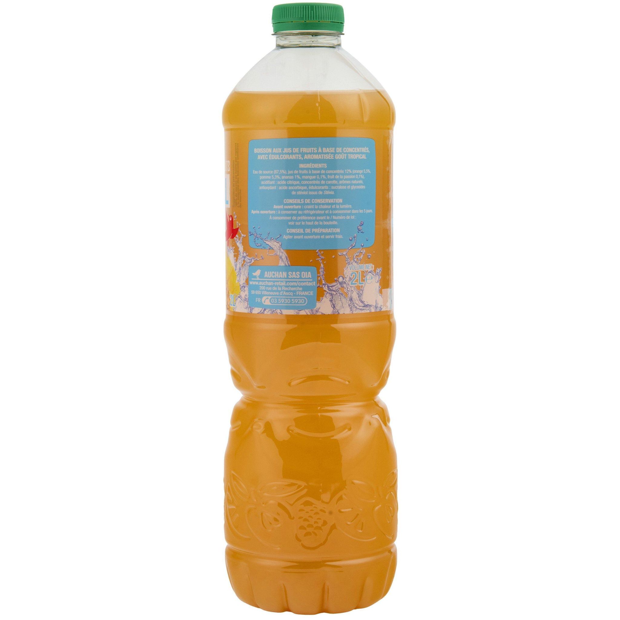 Voir la diapositive 3 : AUCHAN Boisson aux jus de fruits tropical light 2l