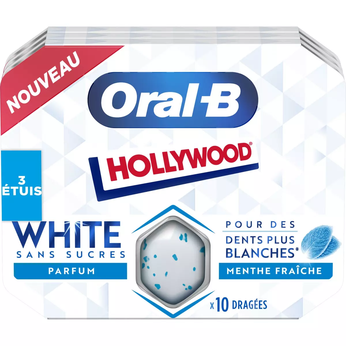ORAL-B Hollywood dragées menthe fraîche White 10 dragées 51g