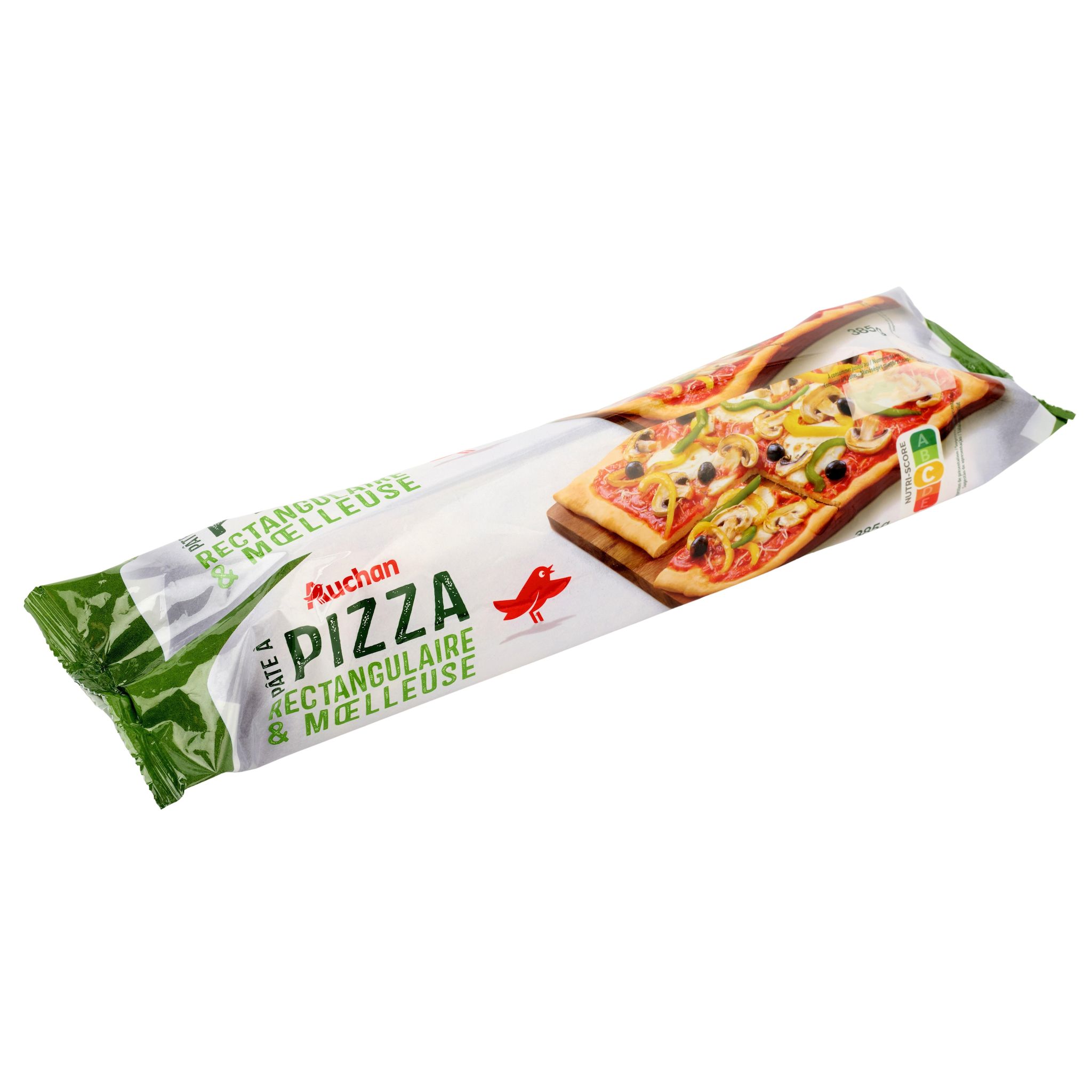 Voir la diapositive 2 : AUCHAN Pâte à pizza rectangulaire et moelleuse 385g