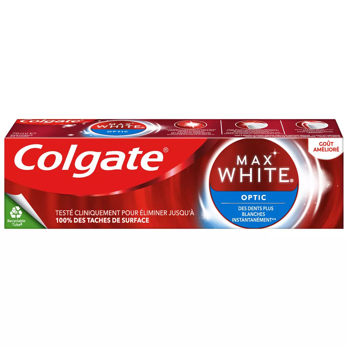 COLGATE Max White Optic Dentifrice blancheur instantanée 75ml