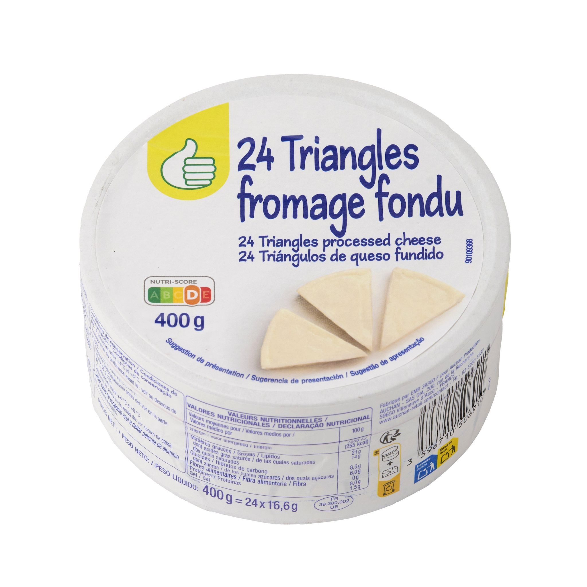 Voir la diapositive 4 : POUCE Triangles fromage fondu 24 pièces 400g