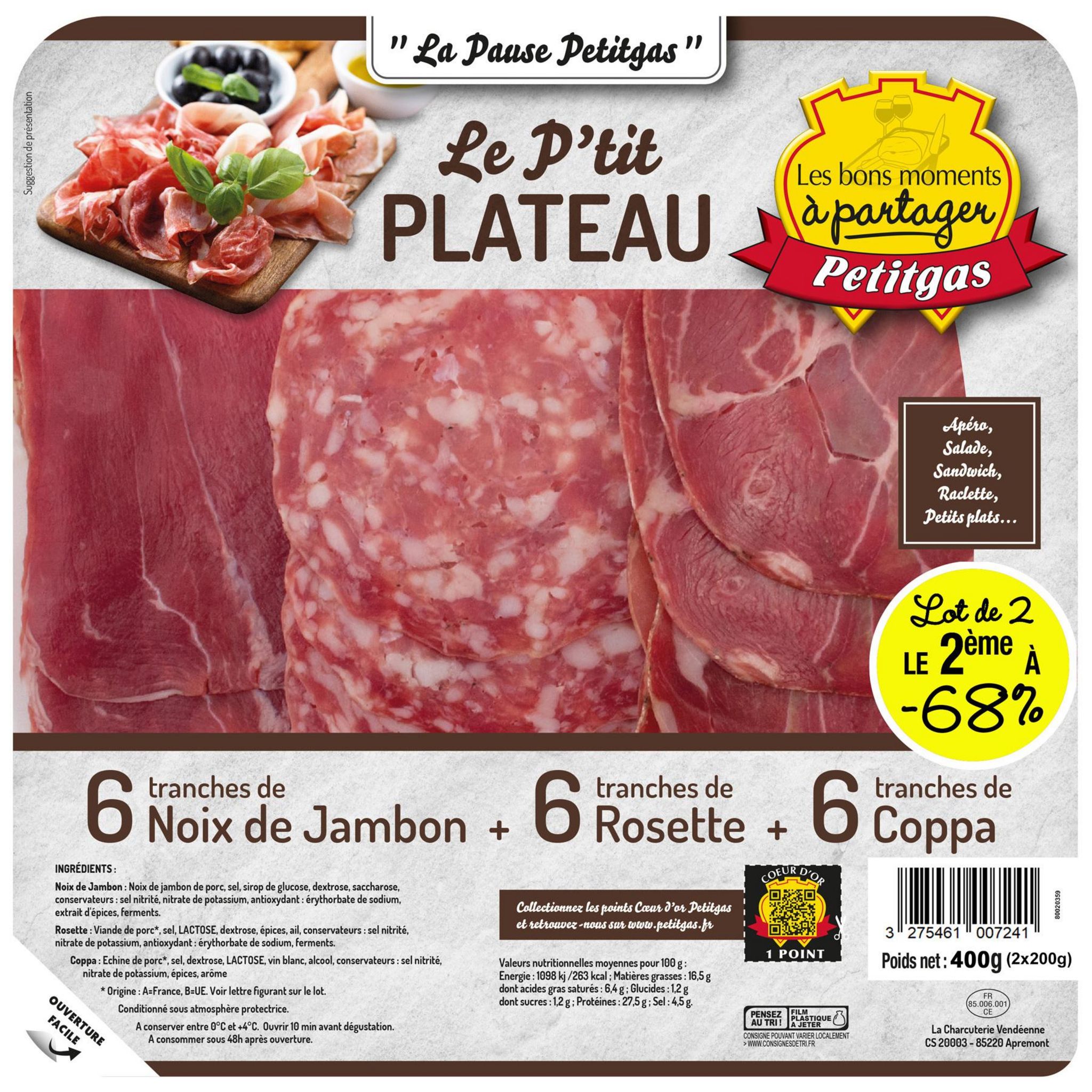 PETITGAS Le P'tit plateau Lot de 2 le 2ème à 68% 400g