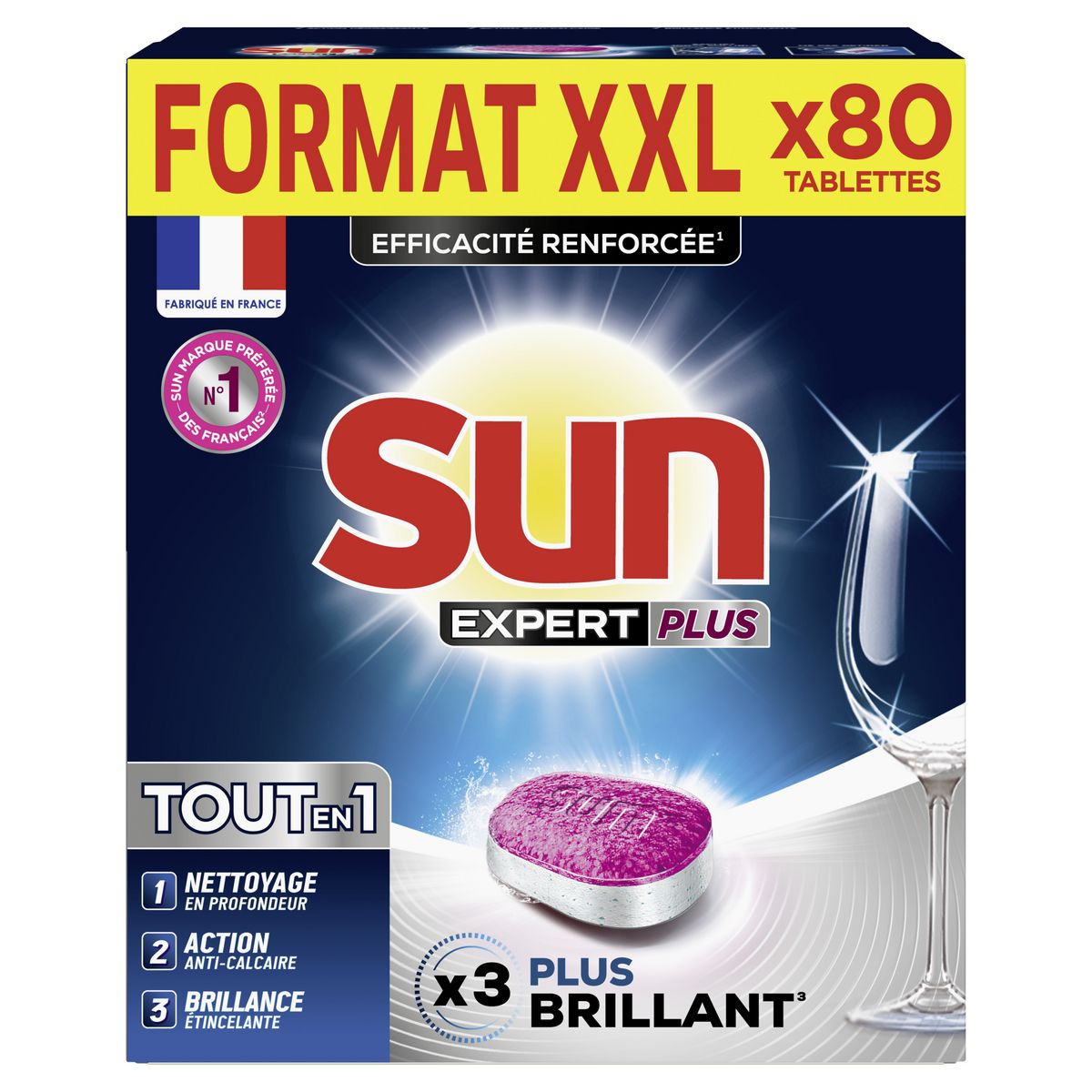 SUN Expert plus tablettes lave-vaisselle tout en 1 80 tablettes