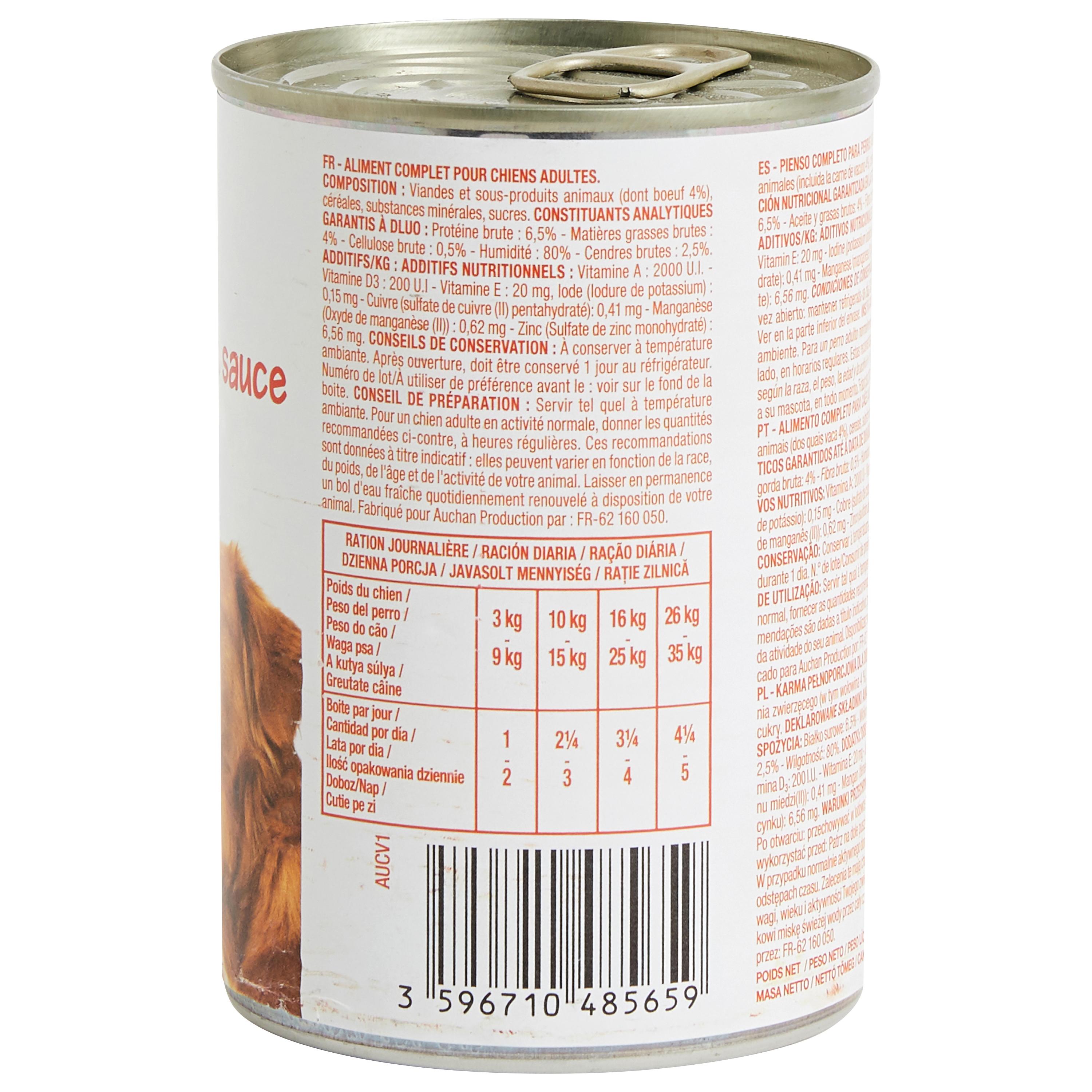 Voir la diapositive 2 : POUCE Boîte boulettes en sauce au boeuf pour chien adulte 400g