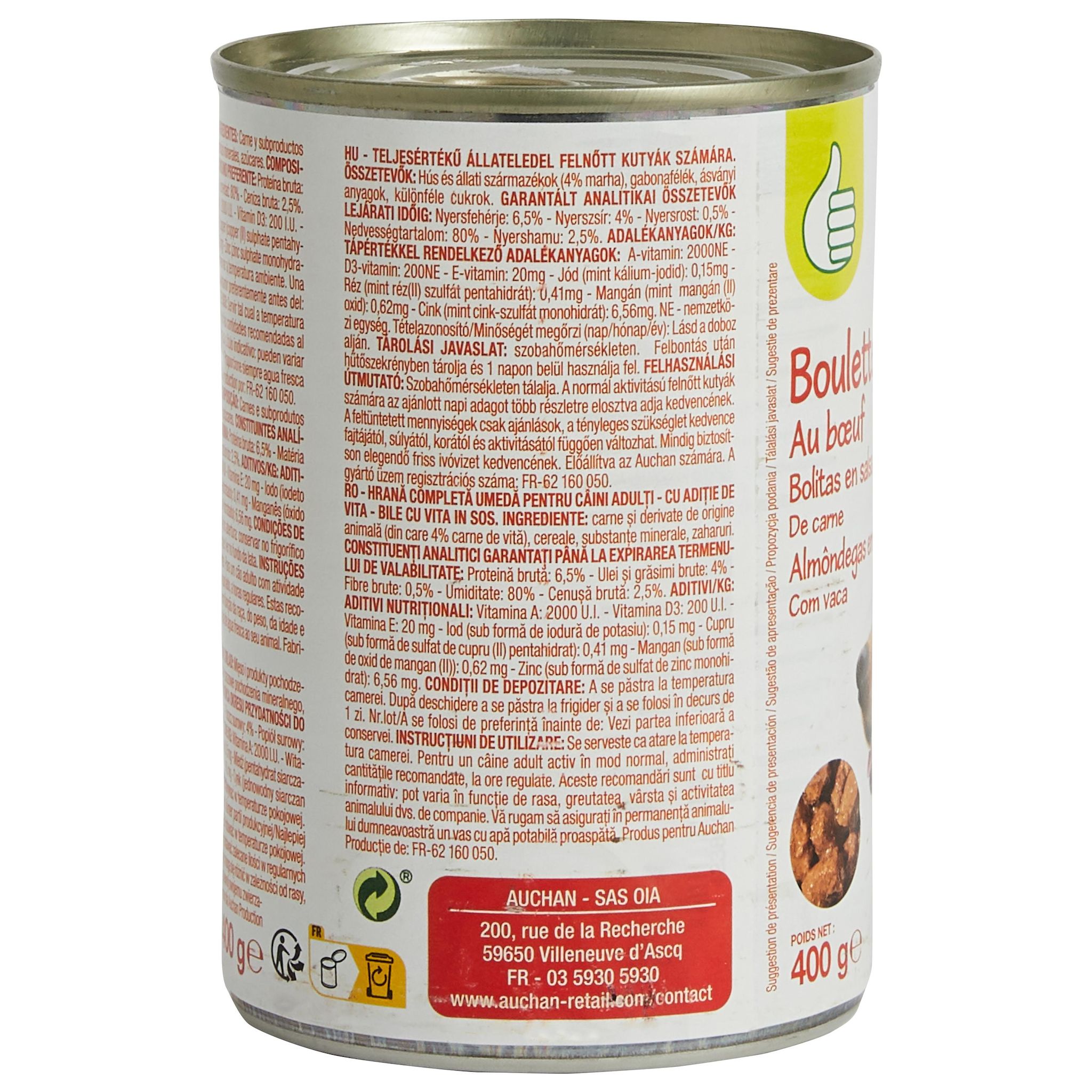 Voir la diapositive 3 : POUCE Boîte boulettes en sauce au boeuf pour chien adulte 400g