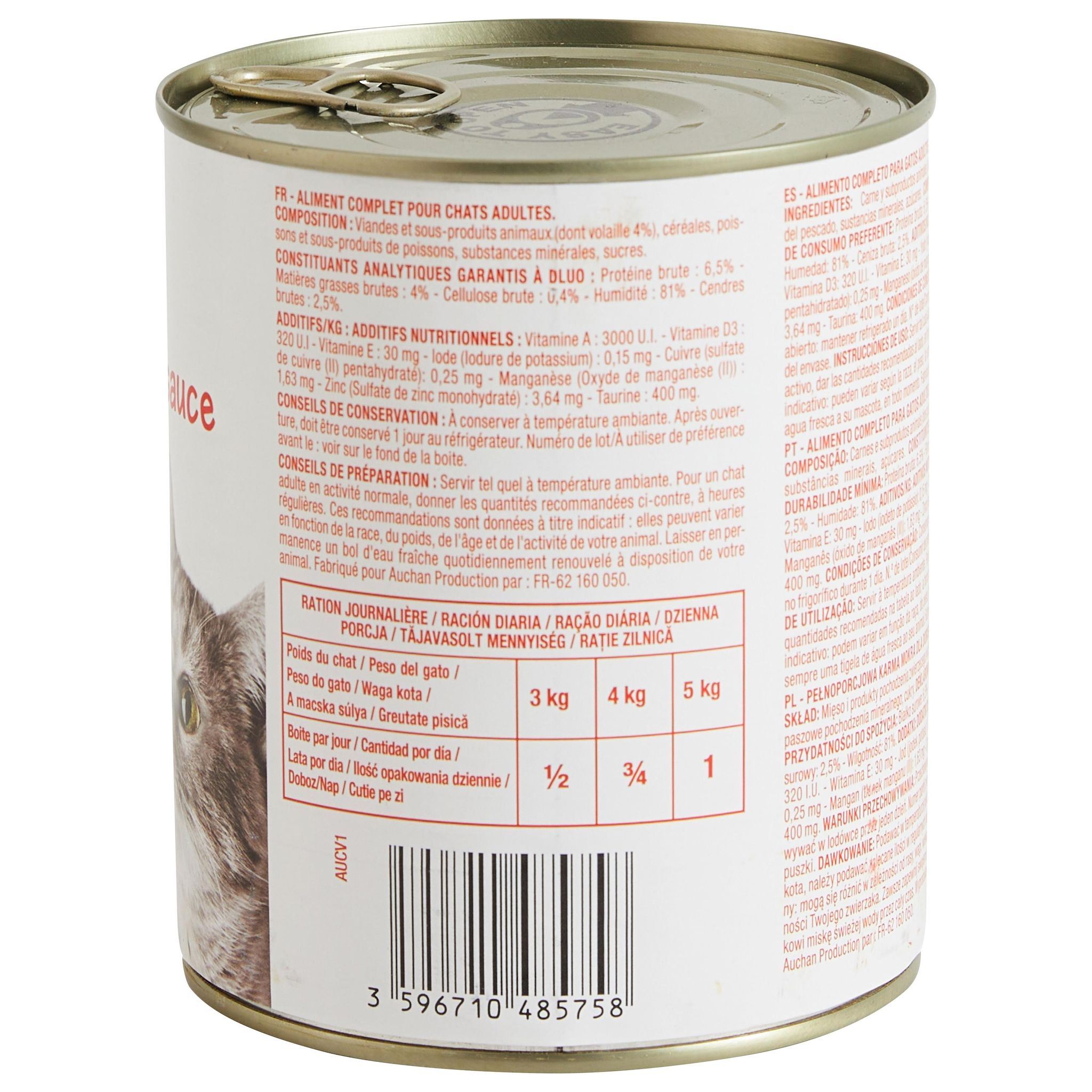 Voir la diapositive 2 : POUCE Bouchées en sauce à la volaille pour chat 800g