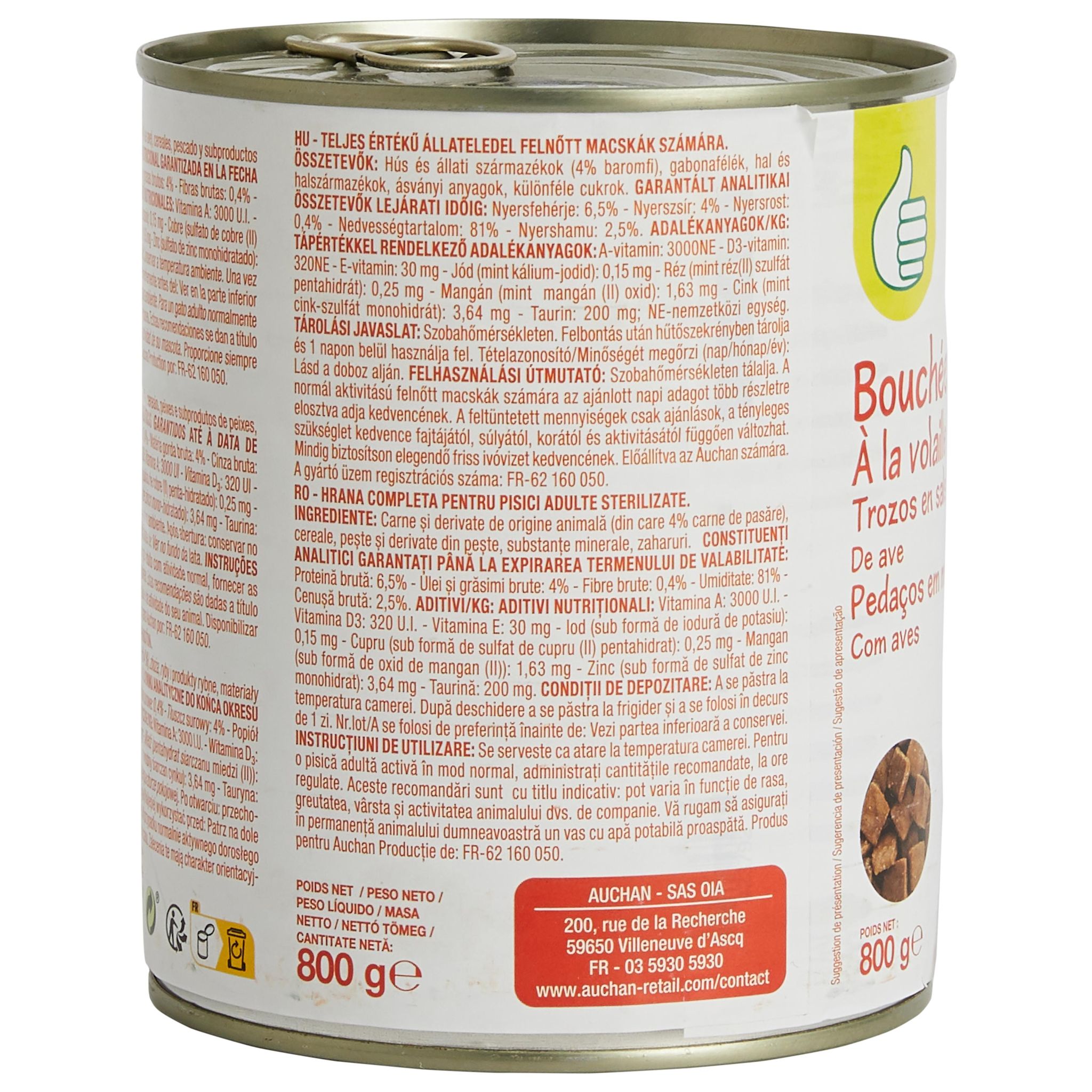 Voir la diapositive 3 : POUCE Bouchées en sauce à la volaille pour chat 800g