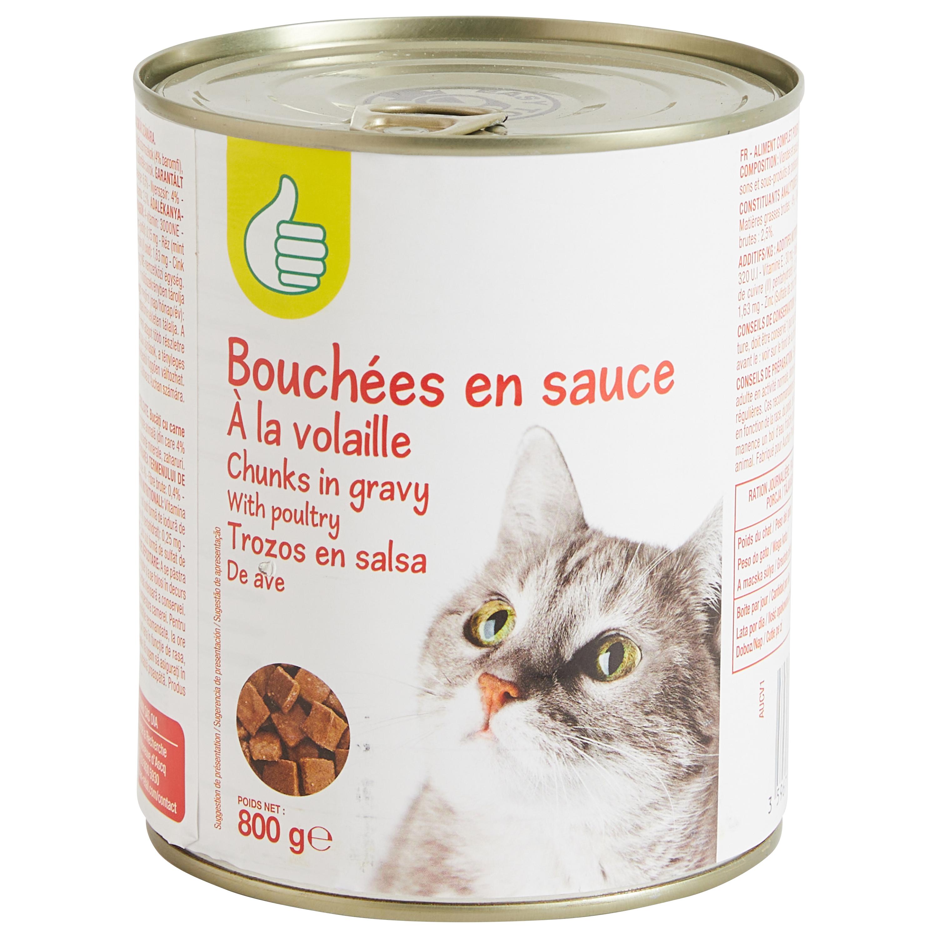 Voir la diapositive 5 : POUCE Bouchées en sauce à la volaille pour chat 800g
