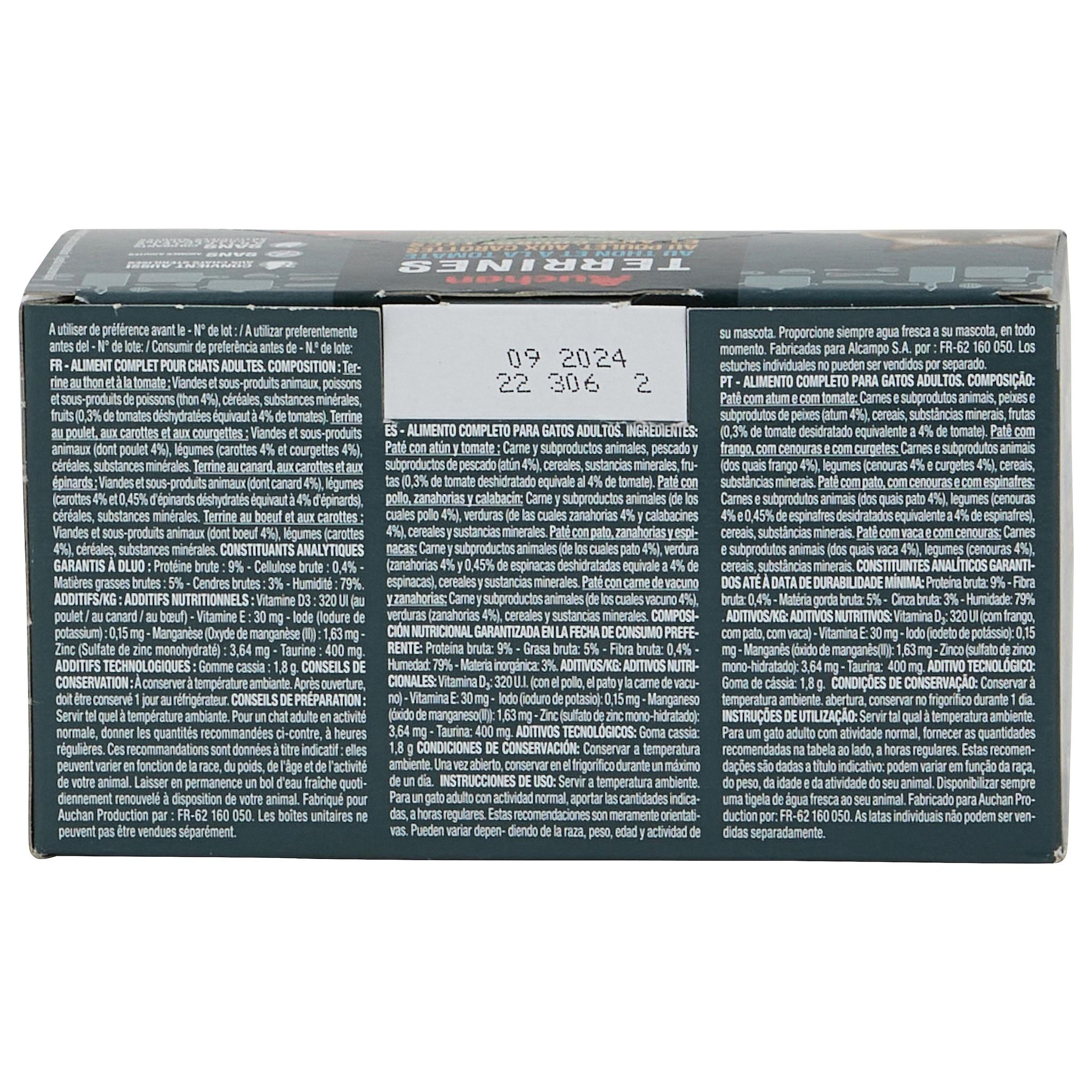 Voir la diapositive 2 : AUCHAN Terrines au poisson et à la viande pour chat 4x85g