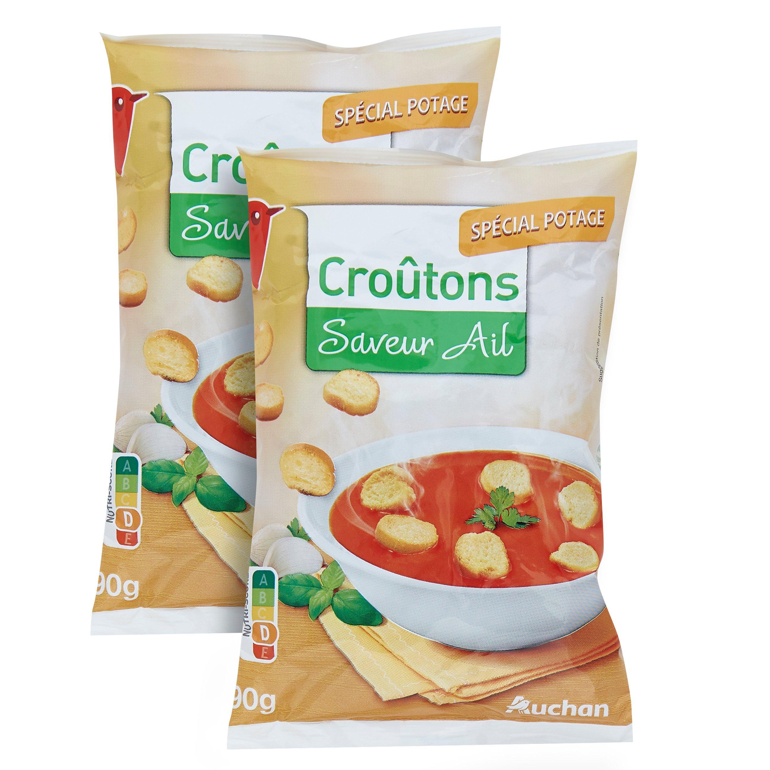 Voir la diapositive 2 : AUCHAN Croûtons saveur ail 2x90g