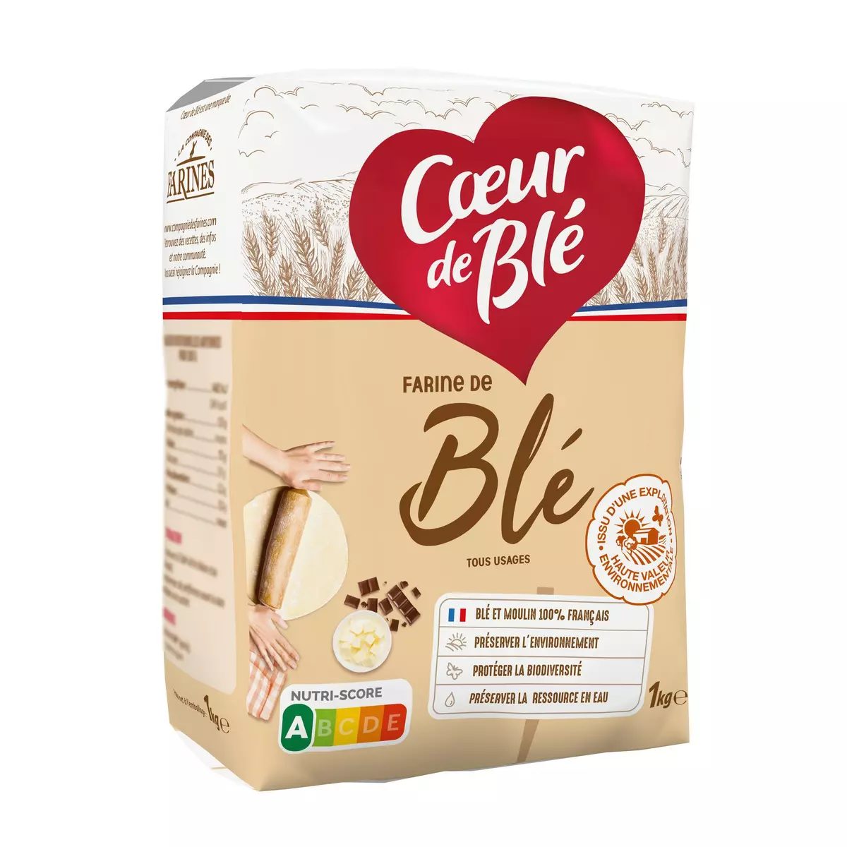 LA COMPAGNIE DES FARINES Coeur de blé Farine de Blé 1kg