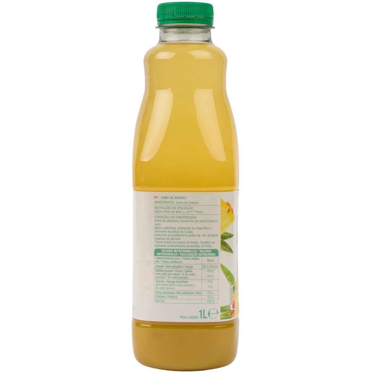 AUCHAN Pur jus d'ananas sans sucres ajoutés 1l