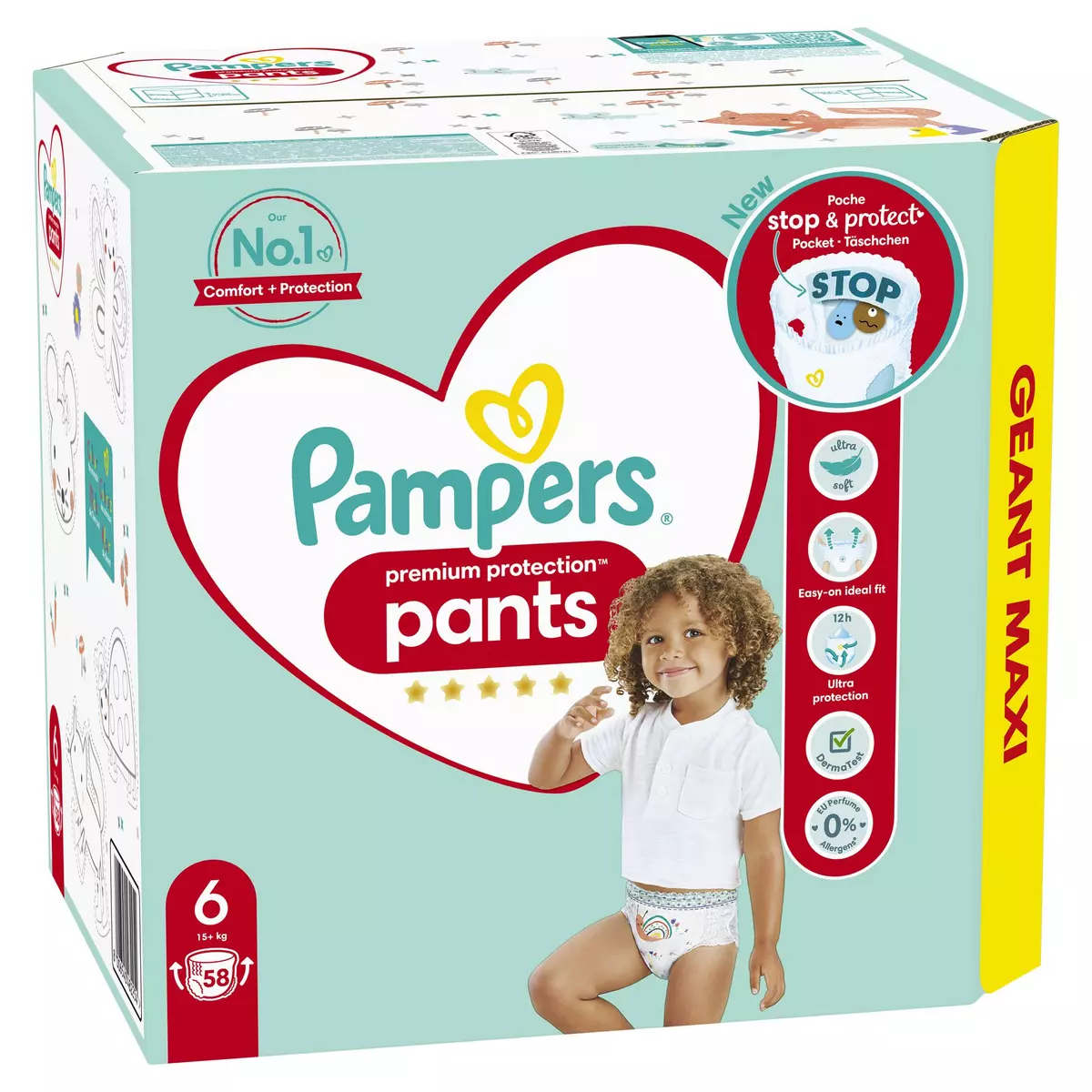 PAMPERS Premium protection couche-culotte taille 6 (+15kg) 58 couches