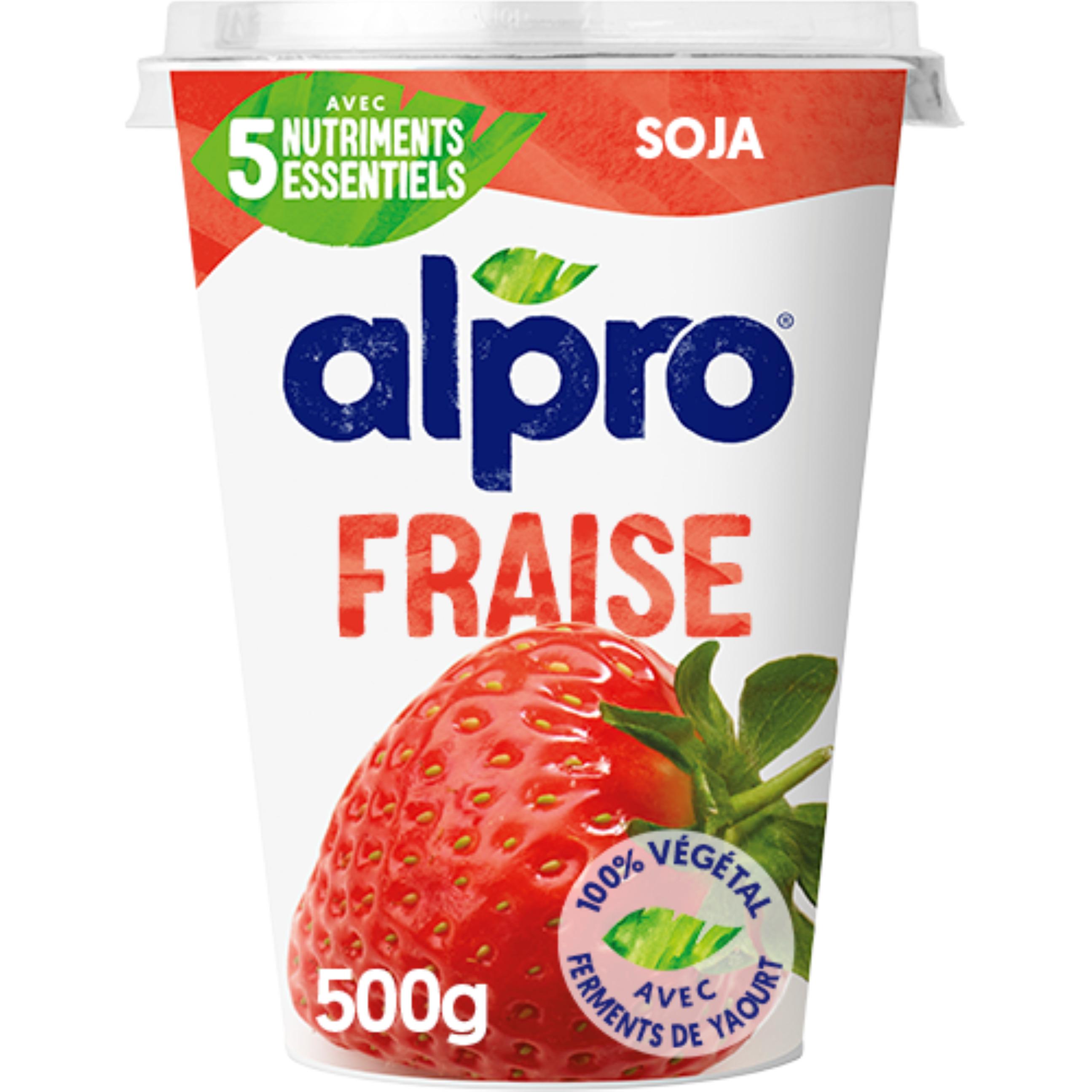 Voir la diapositive 2 : ALPRO Dessert végétal au soja aromatisé fraise 500g