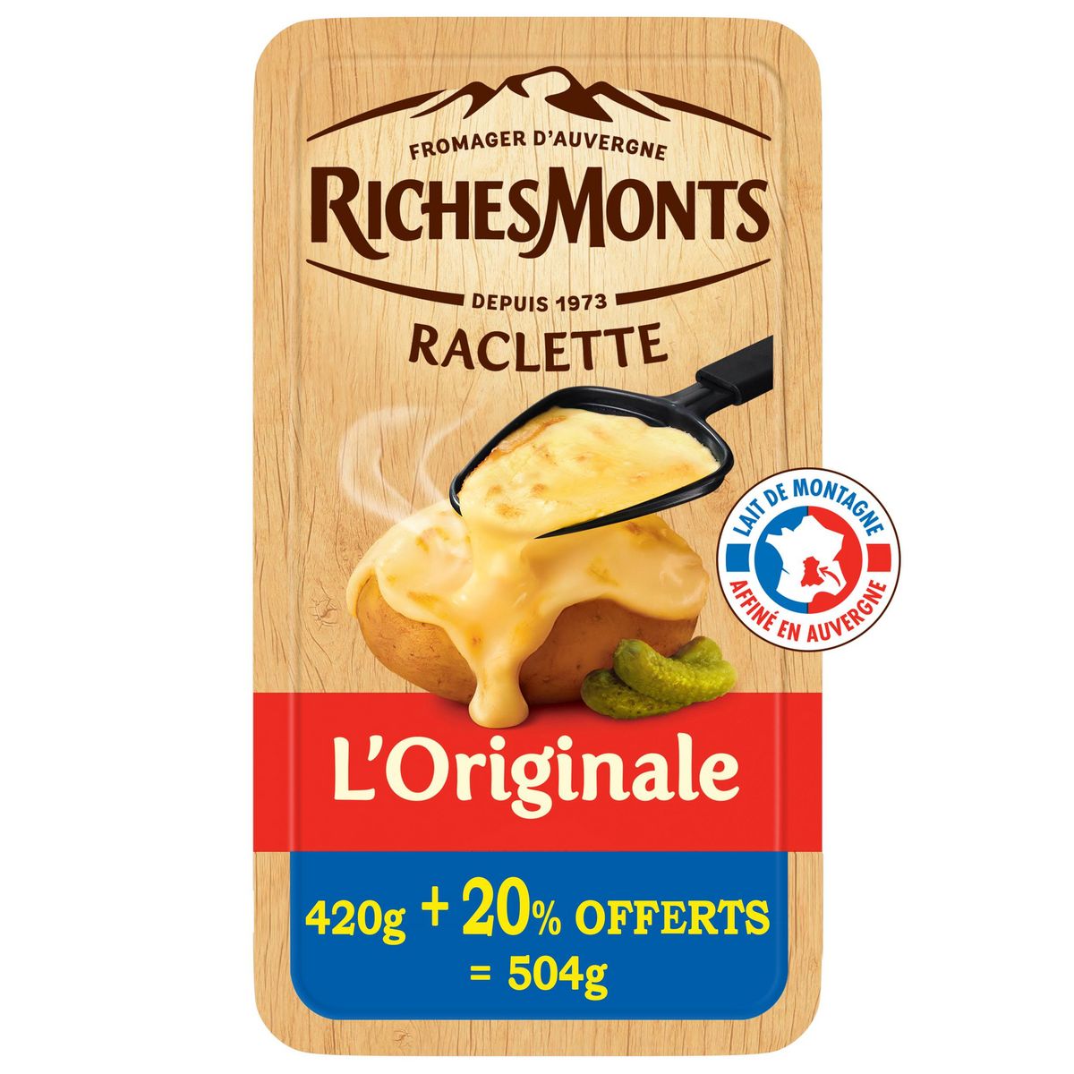 RICHESMONTS Fromage à raclette classique 16 tranches 420g + 20% offert