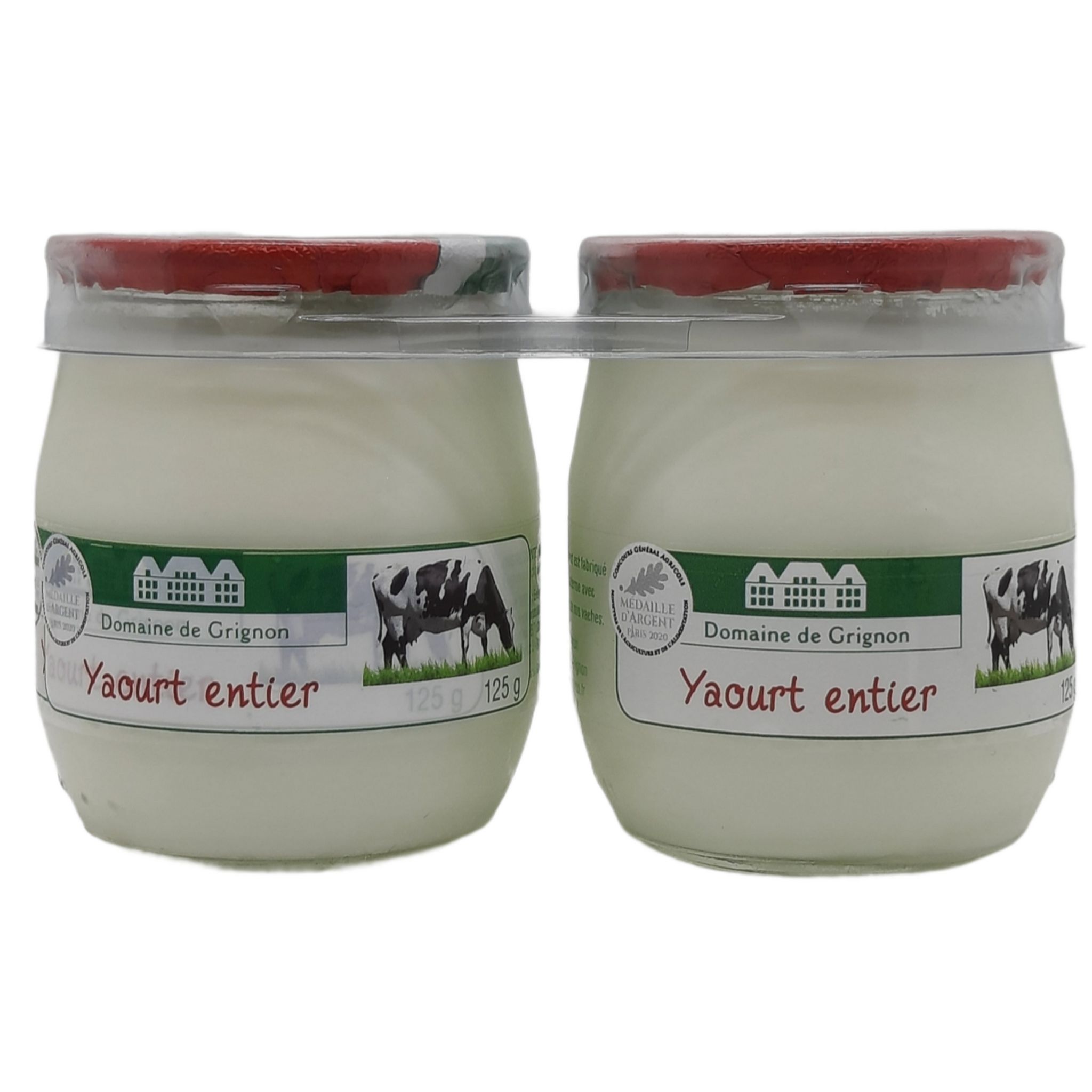 DOMAINE DE GRIGNON Yaourt au lait entier pot en verre 2x125g