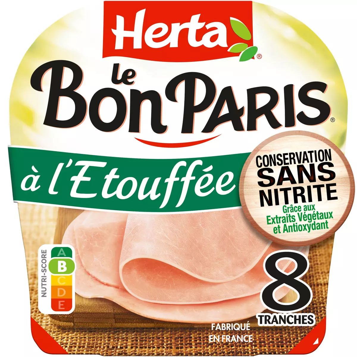 HERTA Le Bon Paris Jambon cuit à l'étouffée sans nitrite 8 tranches 280g