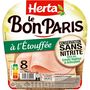Voir la diapositive 2 : HERTA Le Bon Paris Jambon cuit à l'étouffée sans nitrite 8 tranches 280g