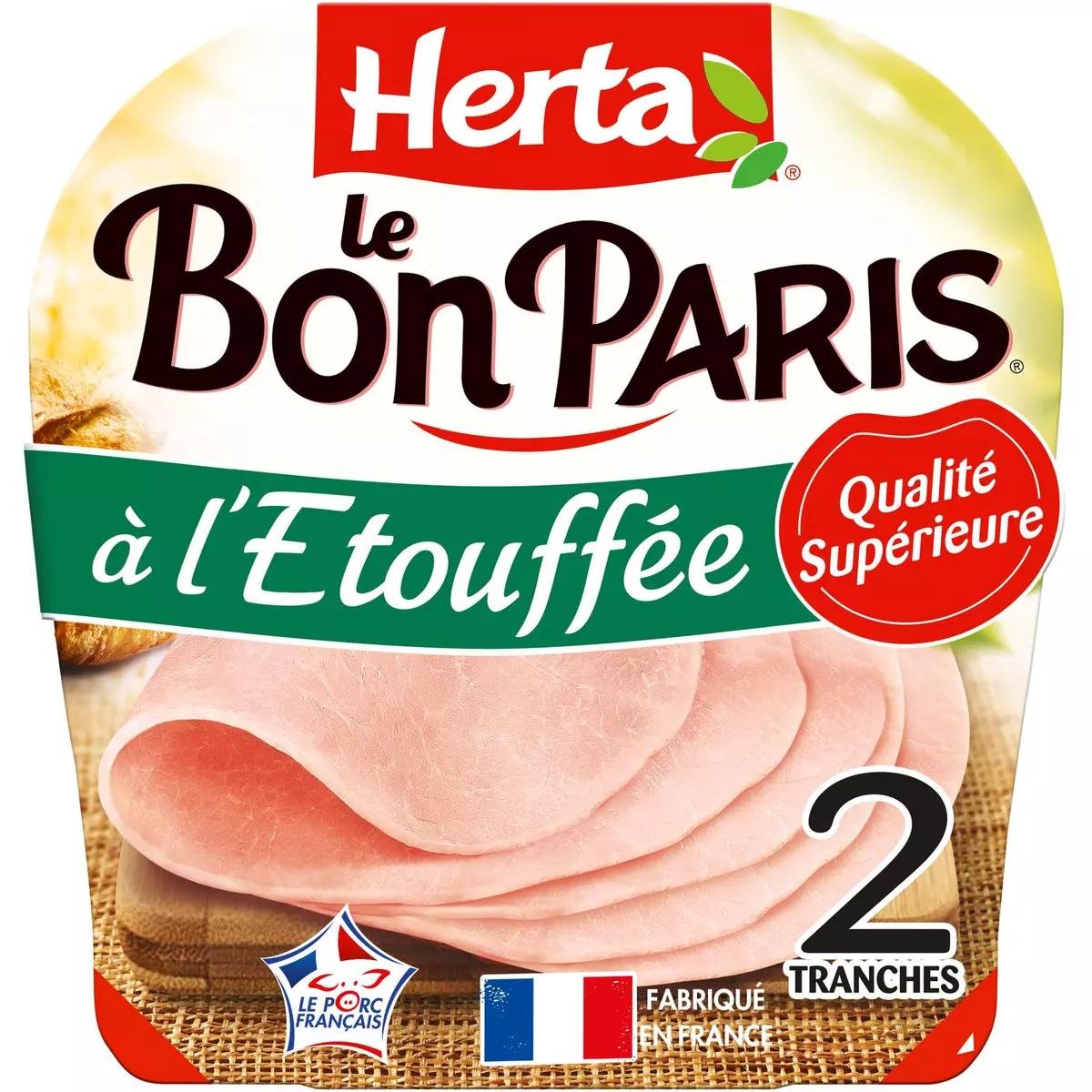 HERTA Le Bon Paris Jambon cuit à l'étouffée 2 tranches 85g