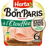 HERTA Le Bon Paris Jambon cuit à l'étouffée sans nitrite 6 tranches 210g