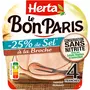 HERTA Le Bon Paris Jambon cuit à la broche réduit en sel sans nitrite 4 tranches 140g
