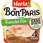 HERTA Le Bon Paris Jambon cuit tranché fin sans nitrite 4 tranches 120g