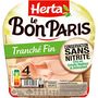 Voir la diapositive 2 : HERTA Le Bon Paris Jambon cuit tranché fin sans nitrite 4 tranches 120g