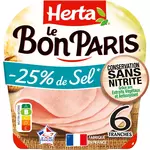 HERTA Le Bon Paris Jambon réduit en sel sans nitrite 6 tranches 210g