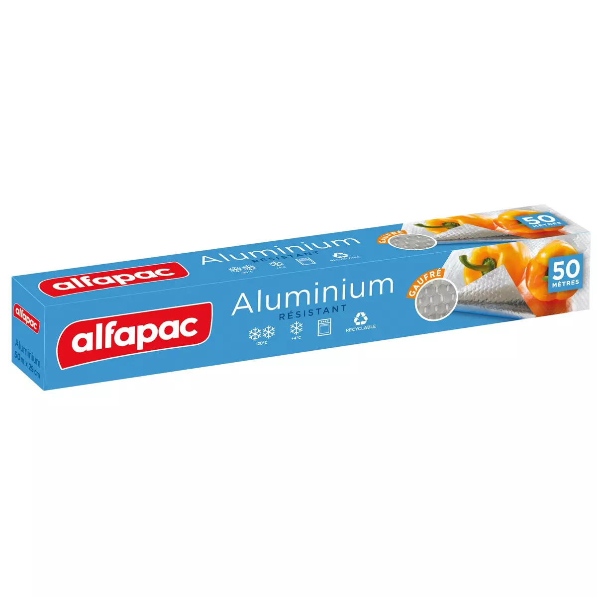 ALFAPAC Papier aluminium gaufré et résistant 50m 1 rouleau pas cher 