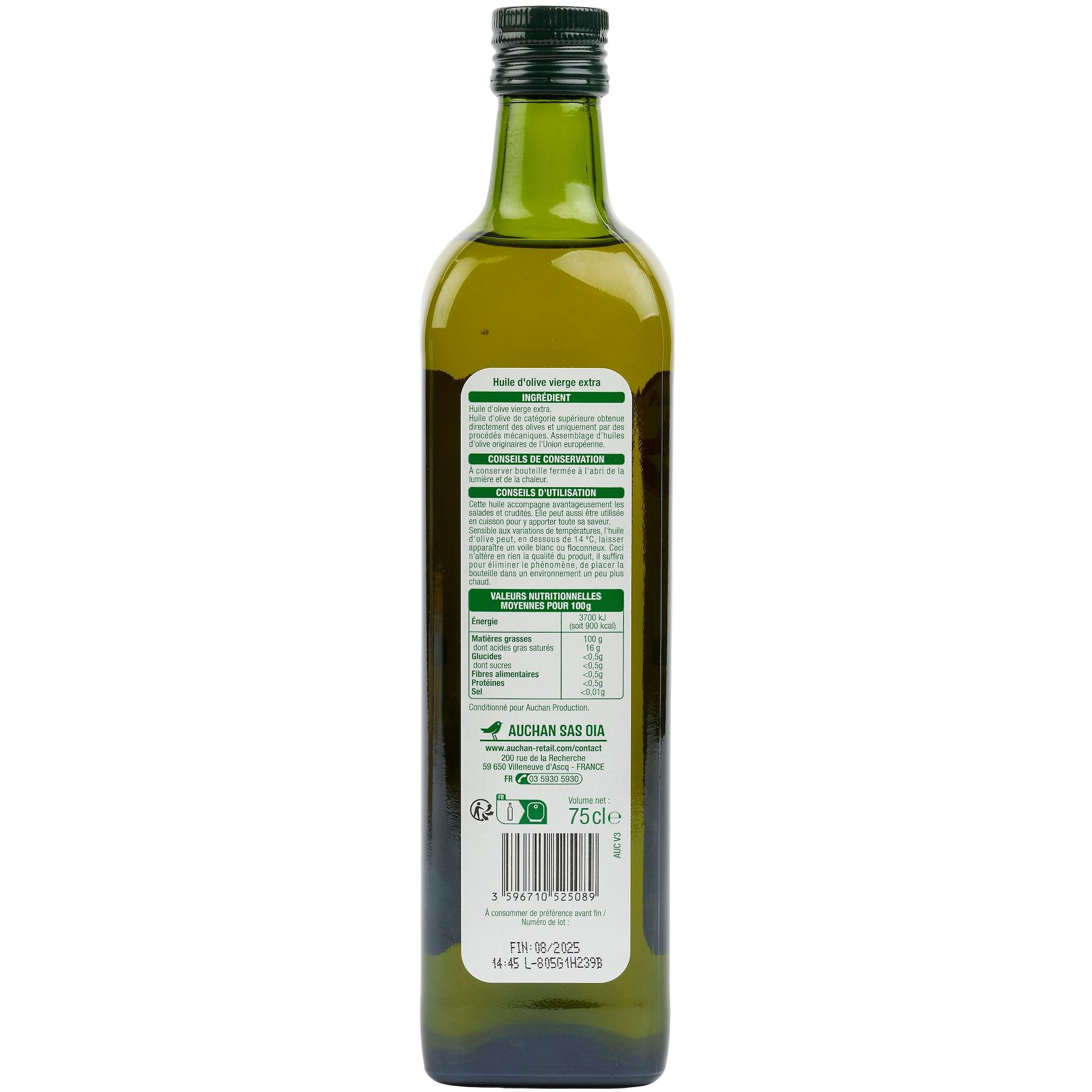 Voir la diapositive 3 : AUCHAN Huile d'olive vierge fruitée origine UE 75cl