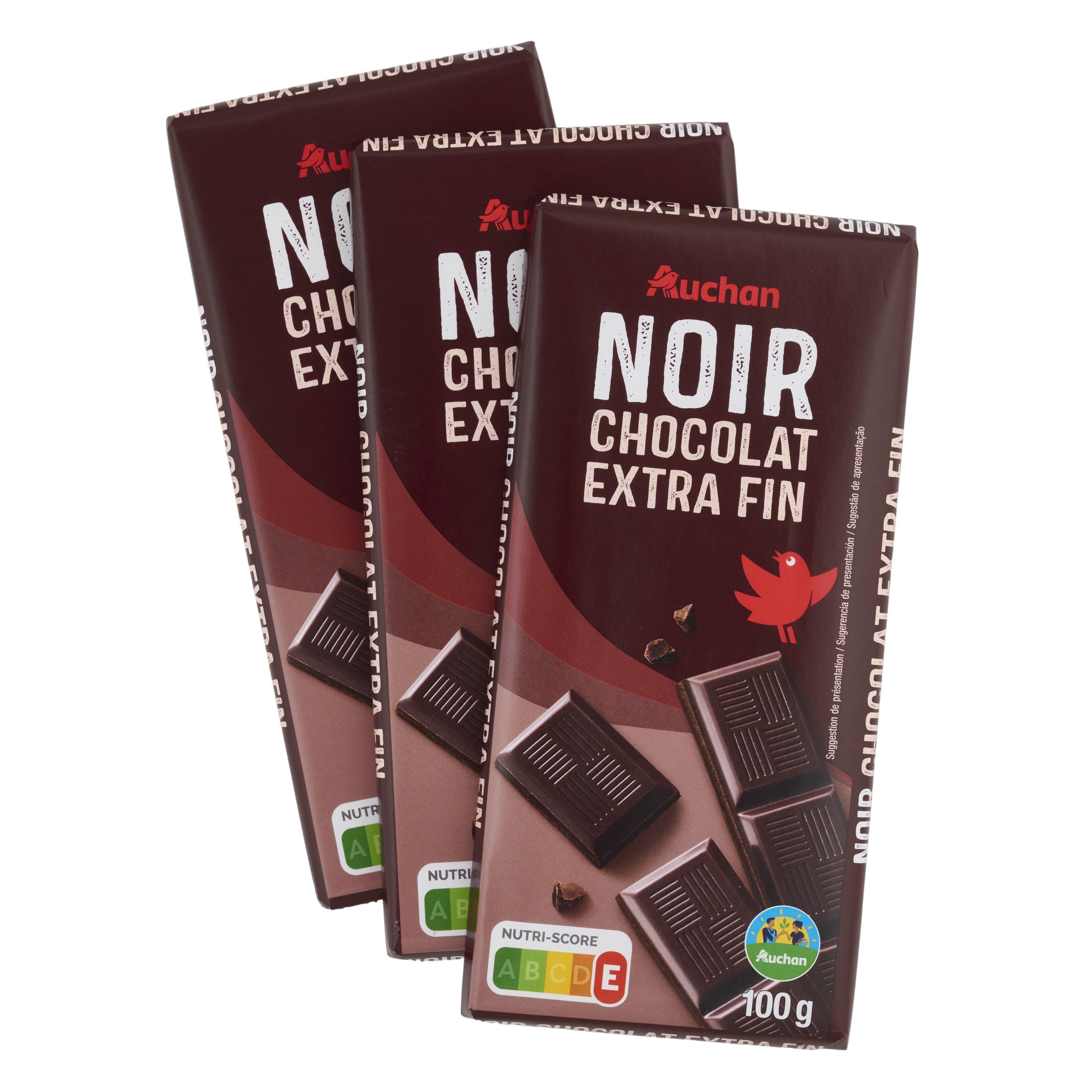 Voir la diapositive 2 : AUCHAN CULTIVONS LE BON Tablette de chocolat noir extra fin 3x100g