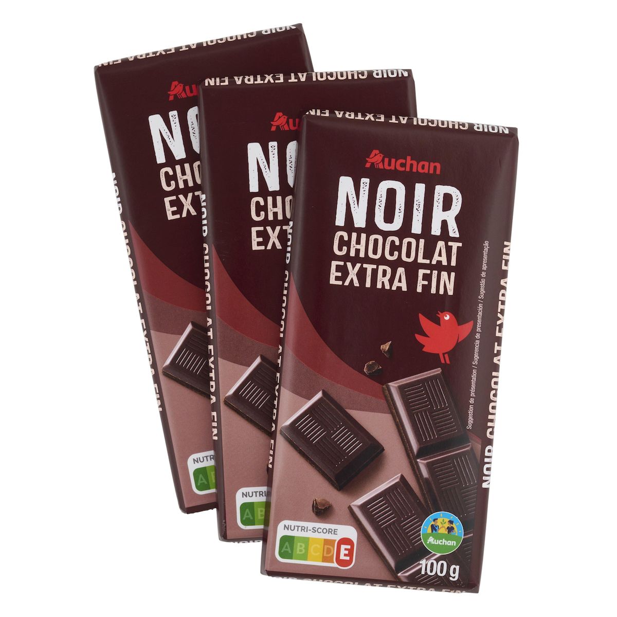 AUCHAN CULTIVONS LE BON Tablette de chocolat noir 3 pièces 3x100g