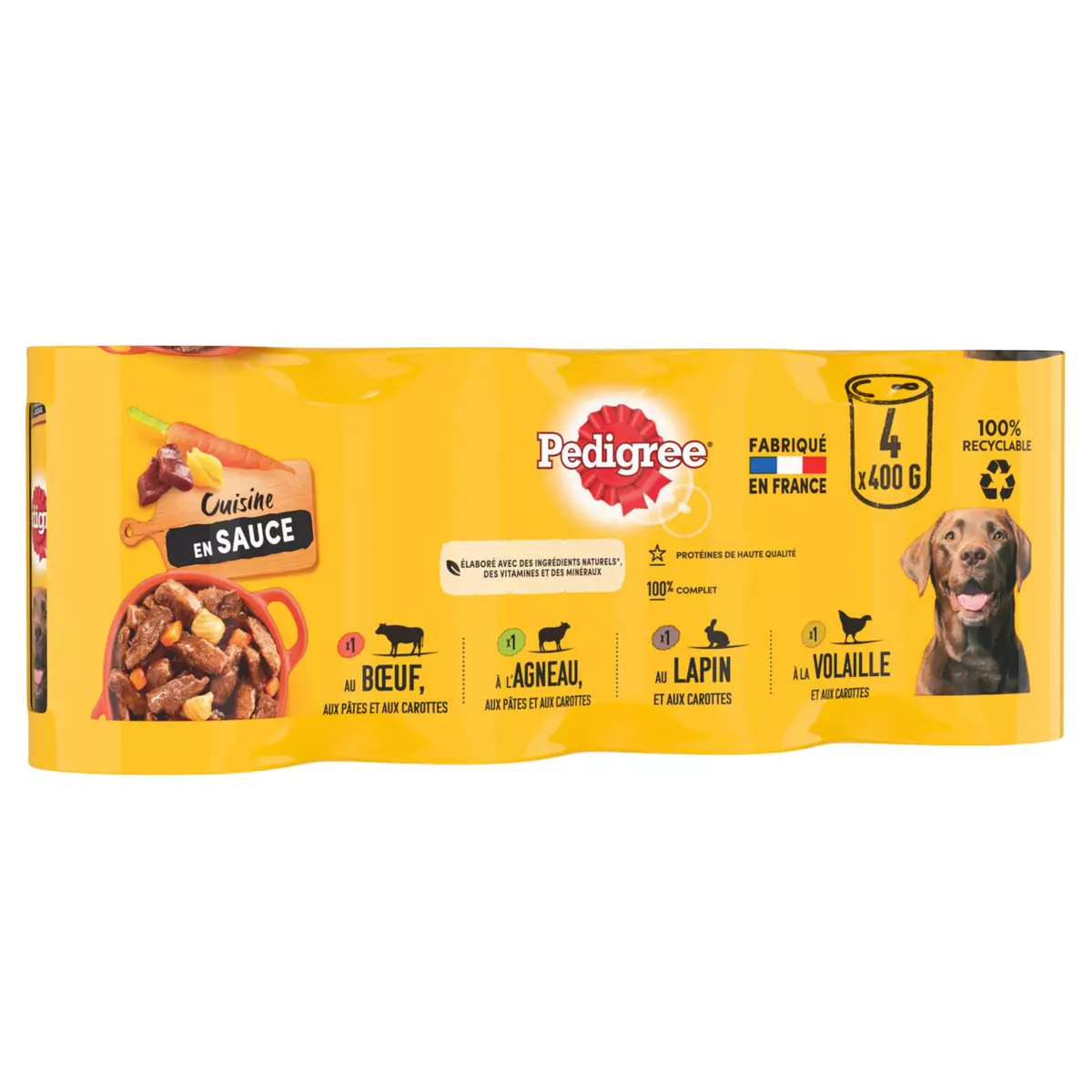 PEDIGREE Boîtes cuisine en sauce à la viande pour chien adulte 4 boîtes 4x400g