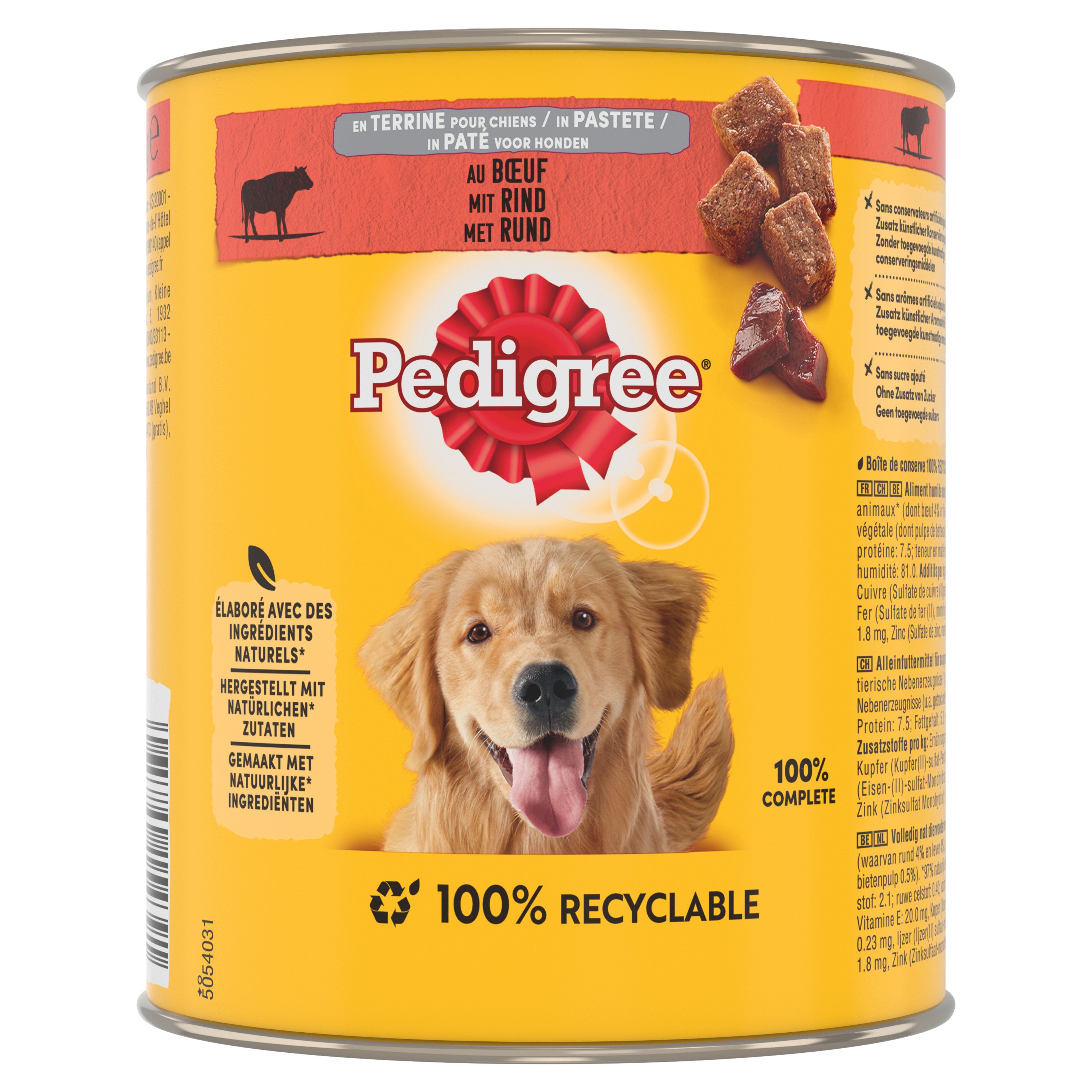 Voir la diapositive 2 : PEDIGREE Boîte en terrine au boeuf pour chien adulte 800g