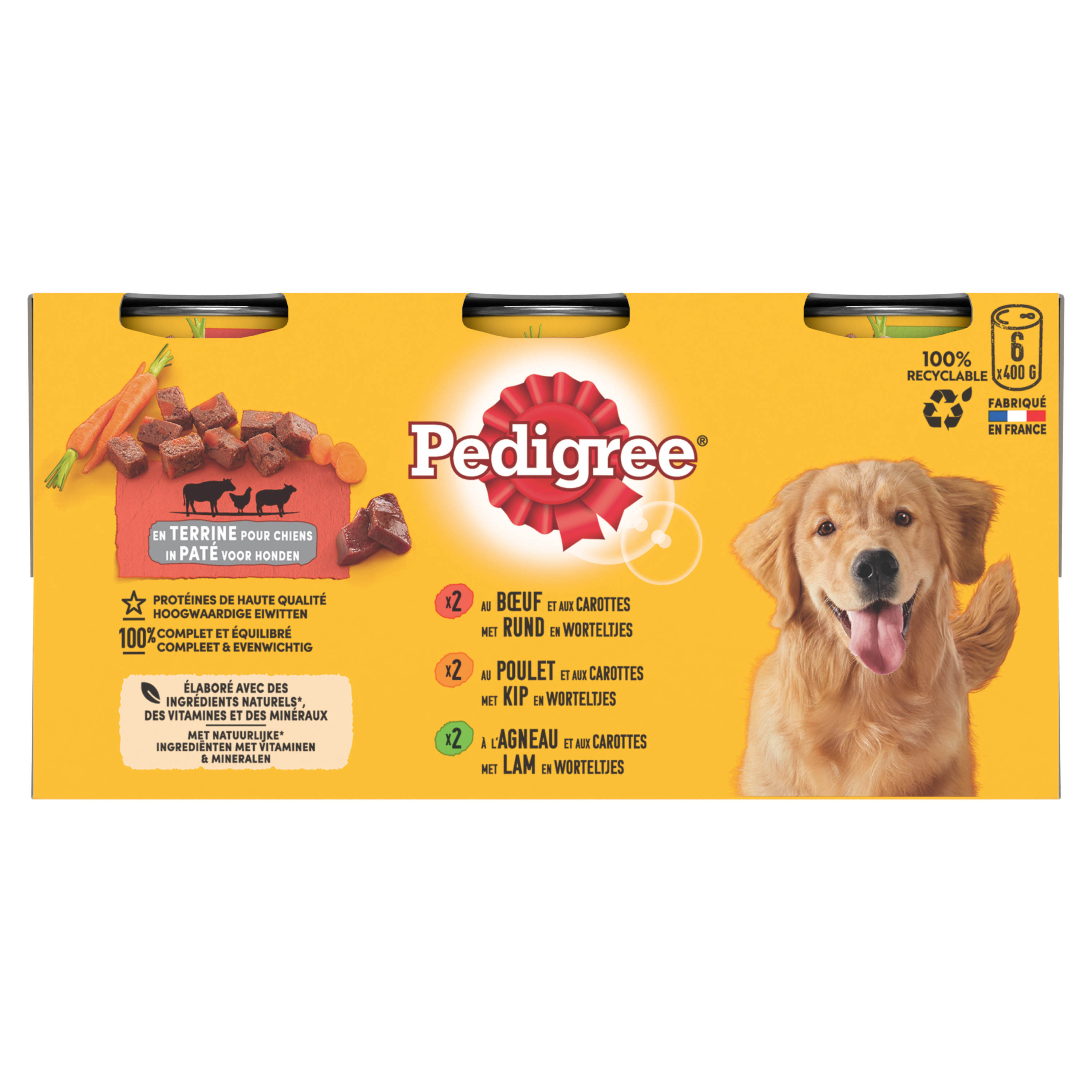 Voir la diapositive 2 : PEDIGREE Boites terrine 3 variétés pour chien 6x400g