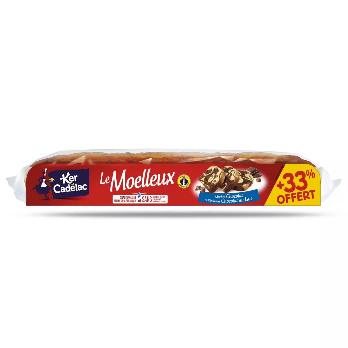 KER CADELAC Marbré au chocolat et aux pépites de chocolat au lait Le Moelleux 562g + 185g offert