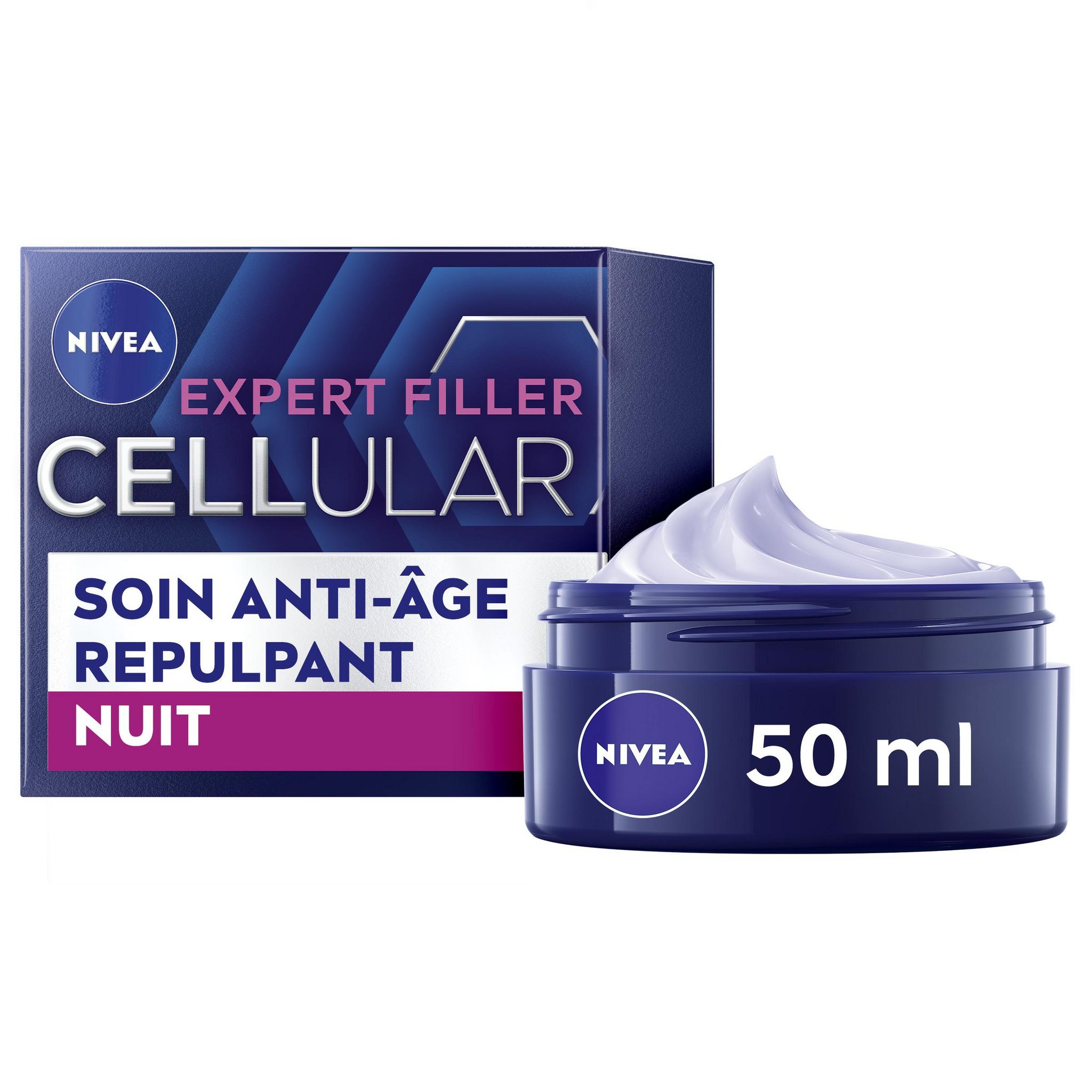 Voir la diapositive 2 : NIVEA Expert Filler Cellular Soin anti-âge repulpant nuit à l'acide folique et hyaluronique 50ml