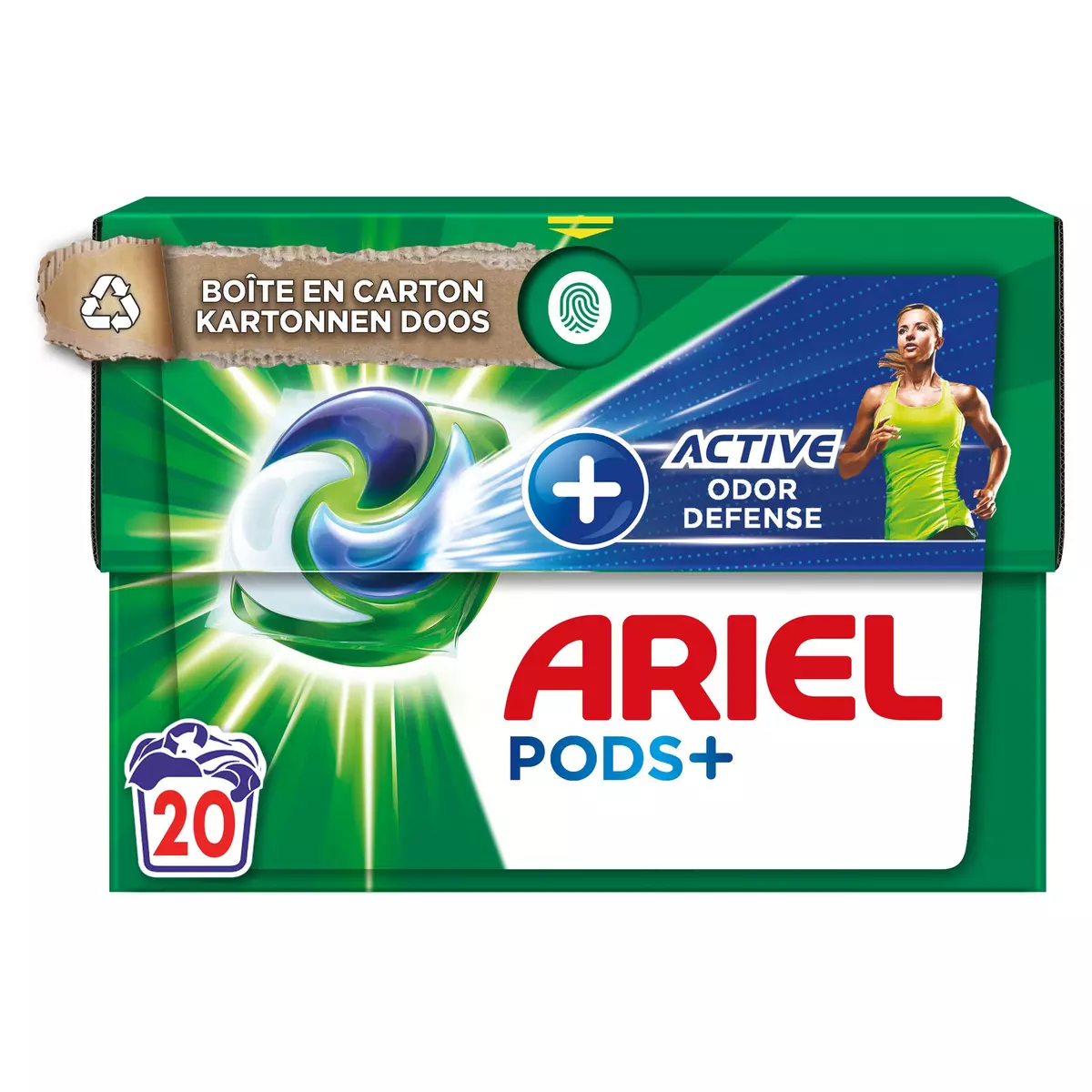 ARIEL Pods lessive capsules + active deo fresh 20 capsules