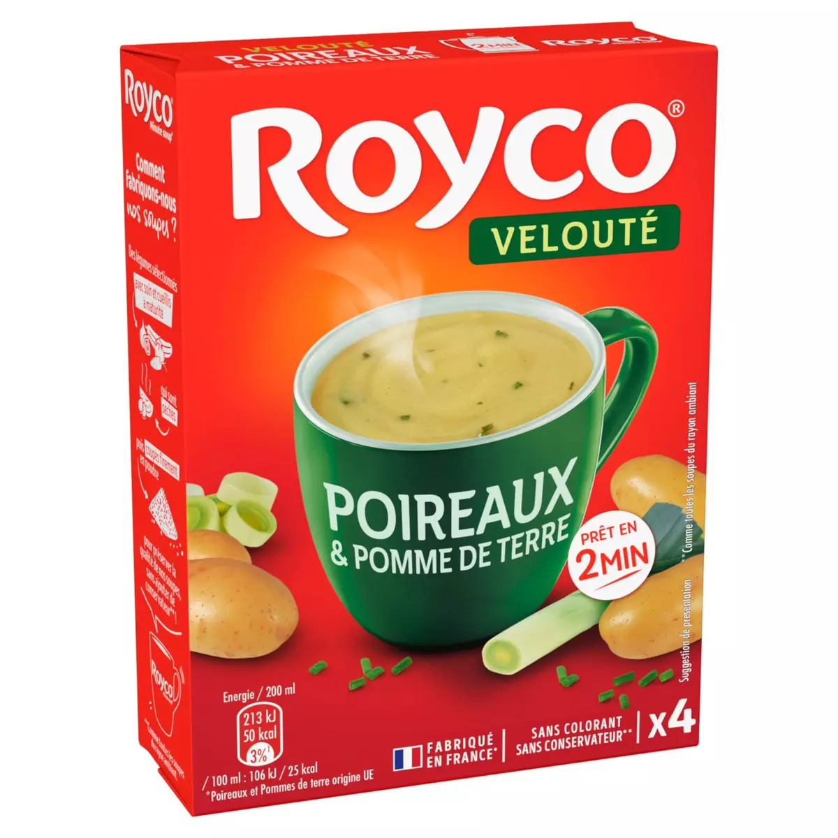 ROYCO Soupe instantanée veloutée poireaux pomme de terre 4 sachets 4x20cl